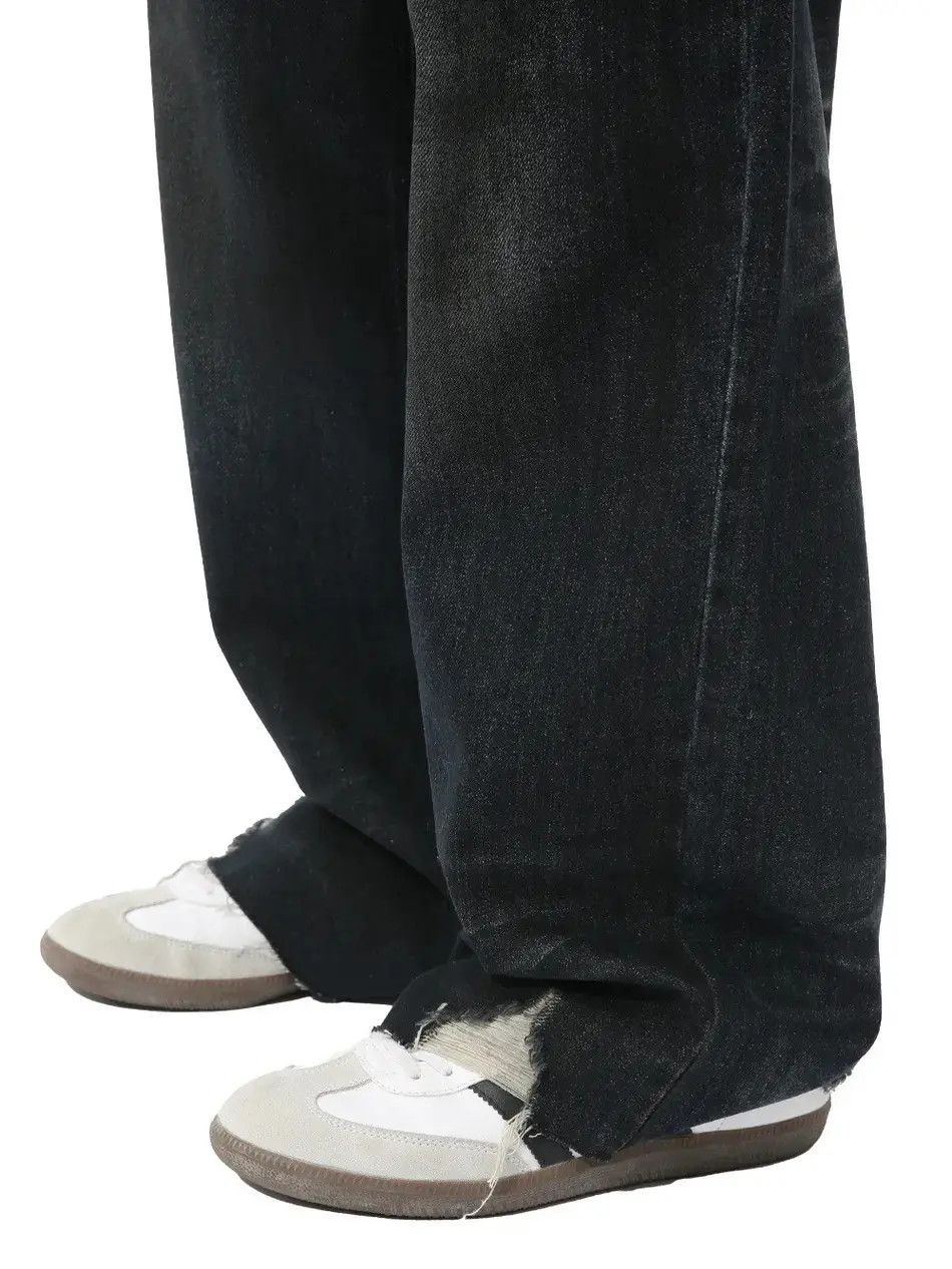 Japanese Brand Retro loose straight leg ripped jeans Size US 32 / EU 48 - 2 Thumbnail