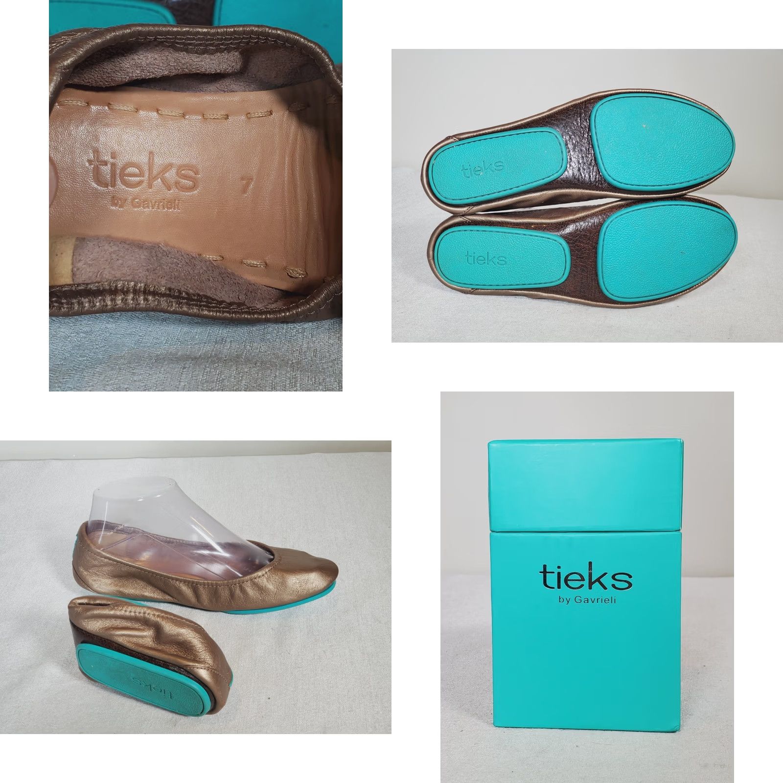 Vintage Tieks Ballet Flats Metallic Bronze w/ Box Women's US 7 Leather Flat Casual, Party, Workwear, Travel Shoes Mens Womens? Size US 7 / IT 37 - 9 Thumbnail