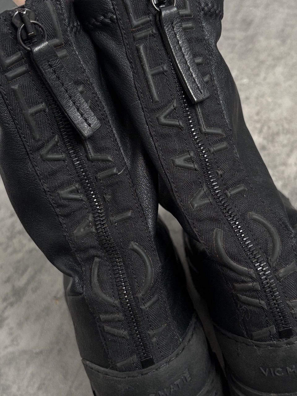 VIC MATI Vic Matie Italy Black Leather Avant Garde Round Toe Boots Size US 7 / IT 37 - 4 Thumbnail
