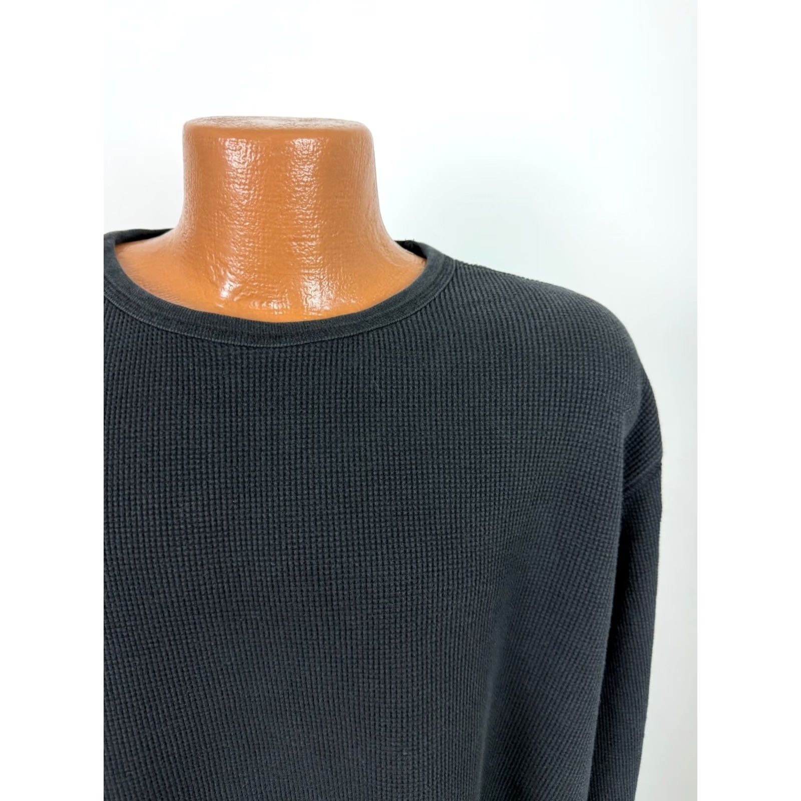 Merona VINTAGE Merona Shirt Men XL Boxy Fit Thermal Outdoors Midweight Cotton Waffle-Knit Y2K Black Size US XL / EU 56 / 4 - 2 Thumbnail