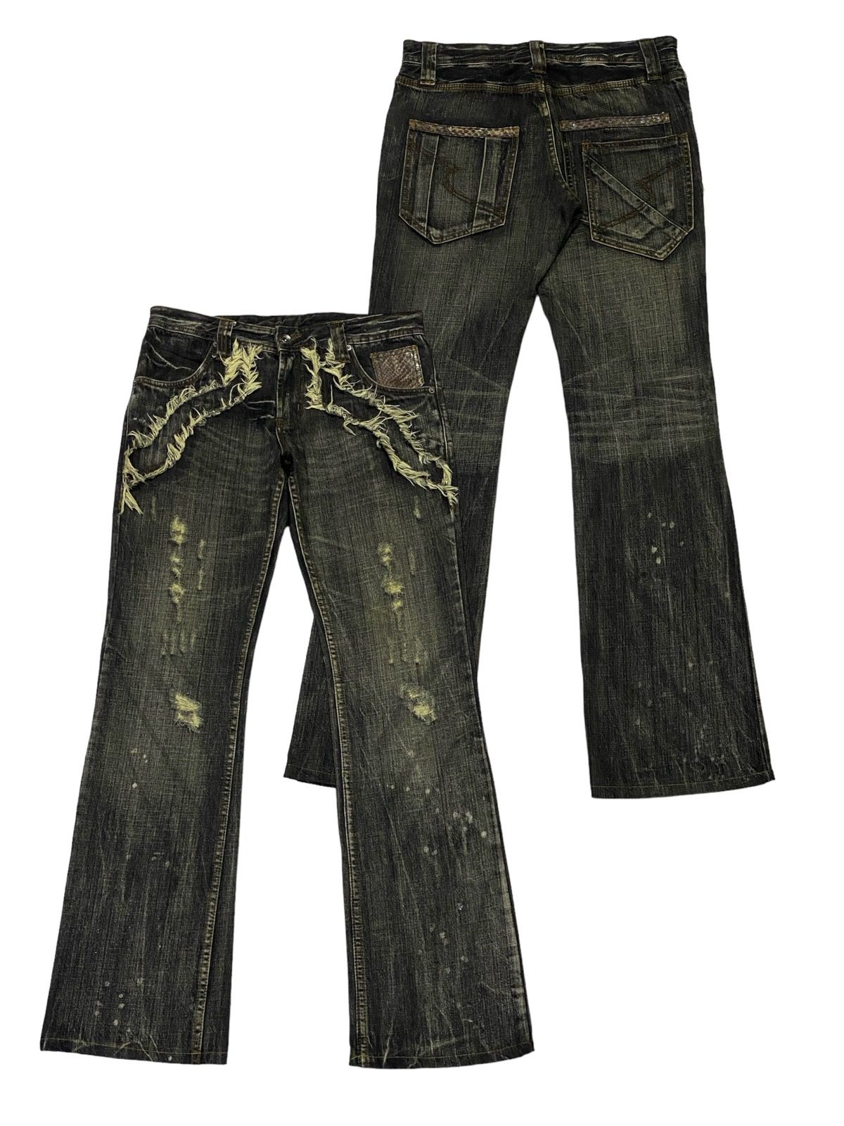 Pre-owned If Six Was Nine X Semantic Design Flared Ripped Distressed Denim Pants In Black