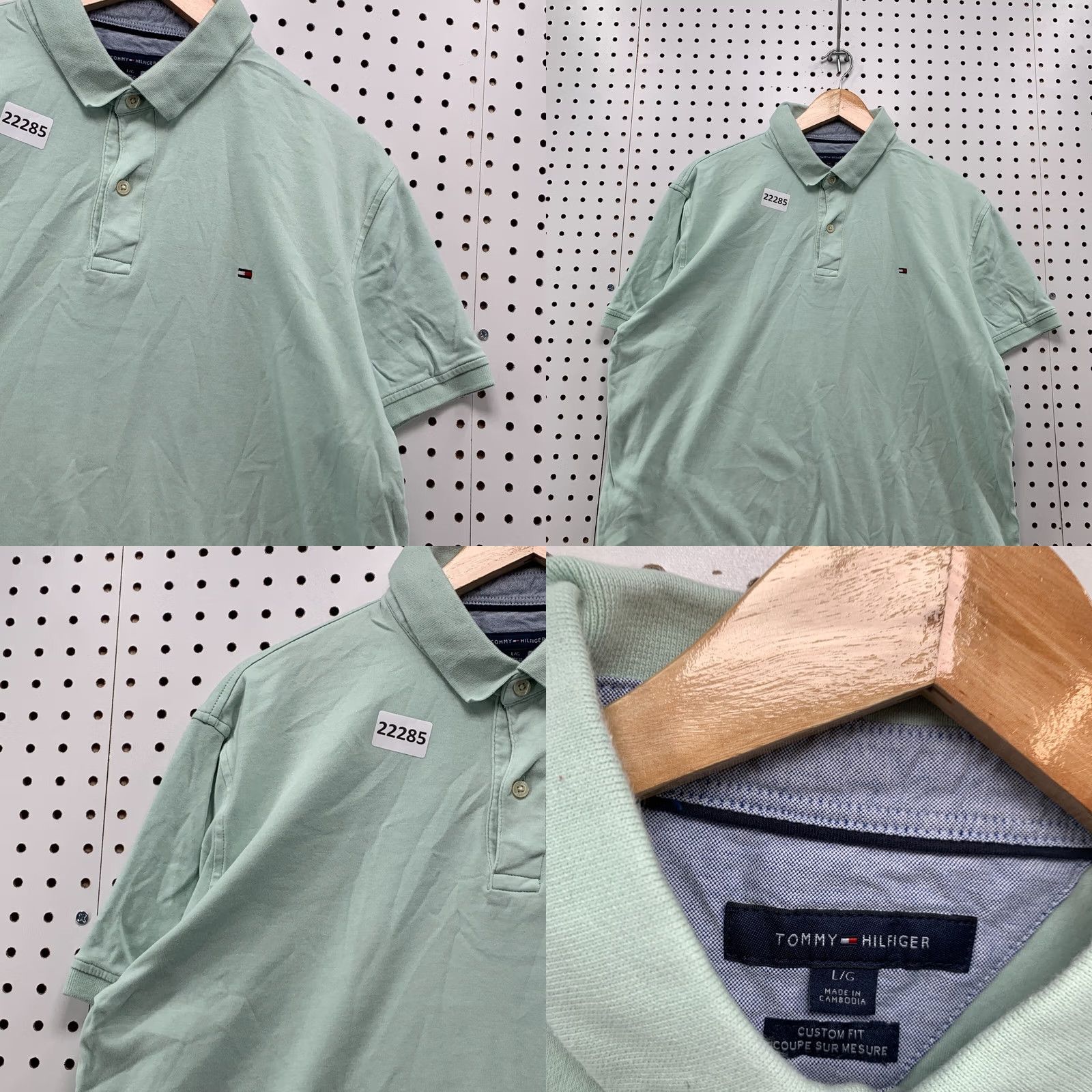 Tommy Hilfiger Tommy Hilfiger Polo Shirt Collared Mint Green Mens Large Casual Custom Fit Size US L / EU 52-54 / 3 - 8 Thumbnail