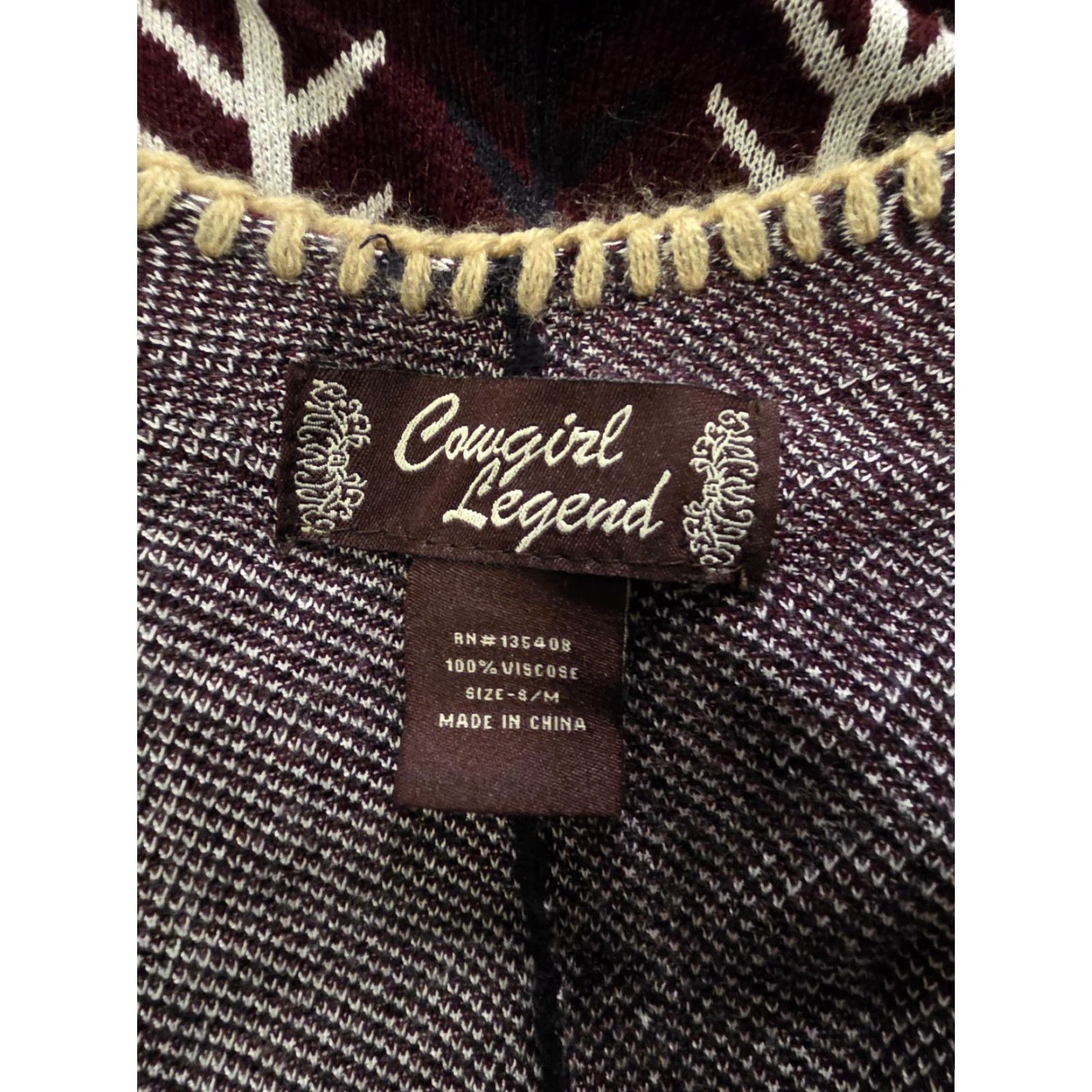Vintage VINTAGE Cowgirl Legend Aztec Knit Shawl Wrap Open Front Red & Blue Women's S/M Size M / US 6-8 / IT 42-44 - 4 Thumbnail