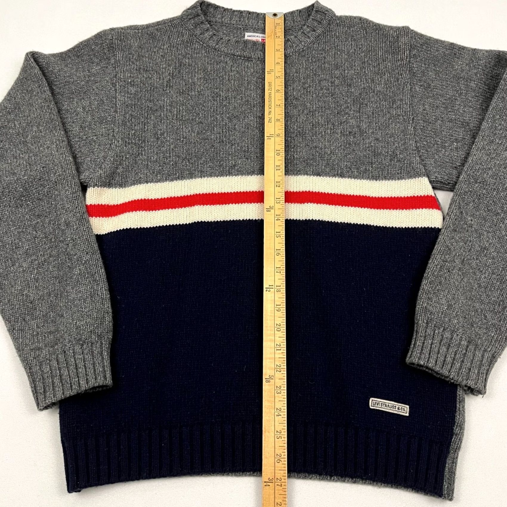 Levi's Levis Sweater Mens S Blue Gray Striped Crew Jumper Pullover Knit Wool Wool Blend Portugal Regular Vintage? No Size US S / EU 44-46 / 1 - 6 Thumbnail