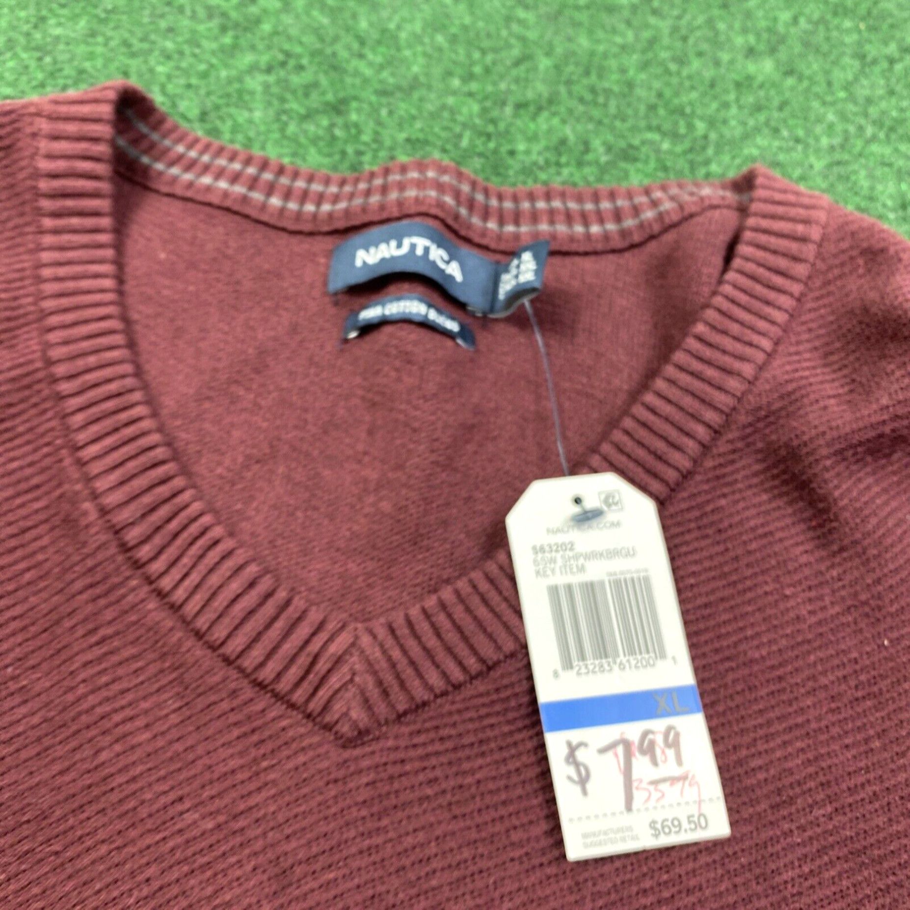 Nautica NAUTICA MENS PIMA COTTON BLEND V-NECK SWEATER XL Maroon NEW WITH TAGS RETAIL $69 Size US XL / EU 56 / 4 - 5 Thumbnail