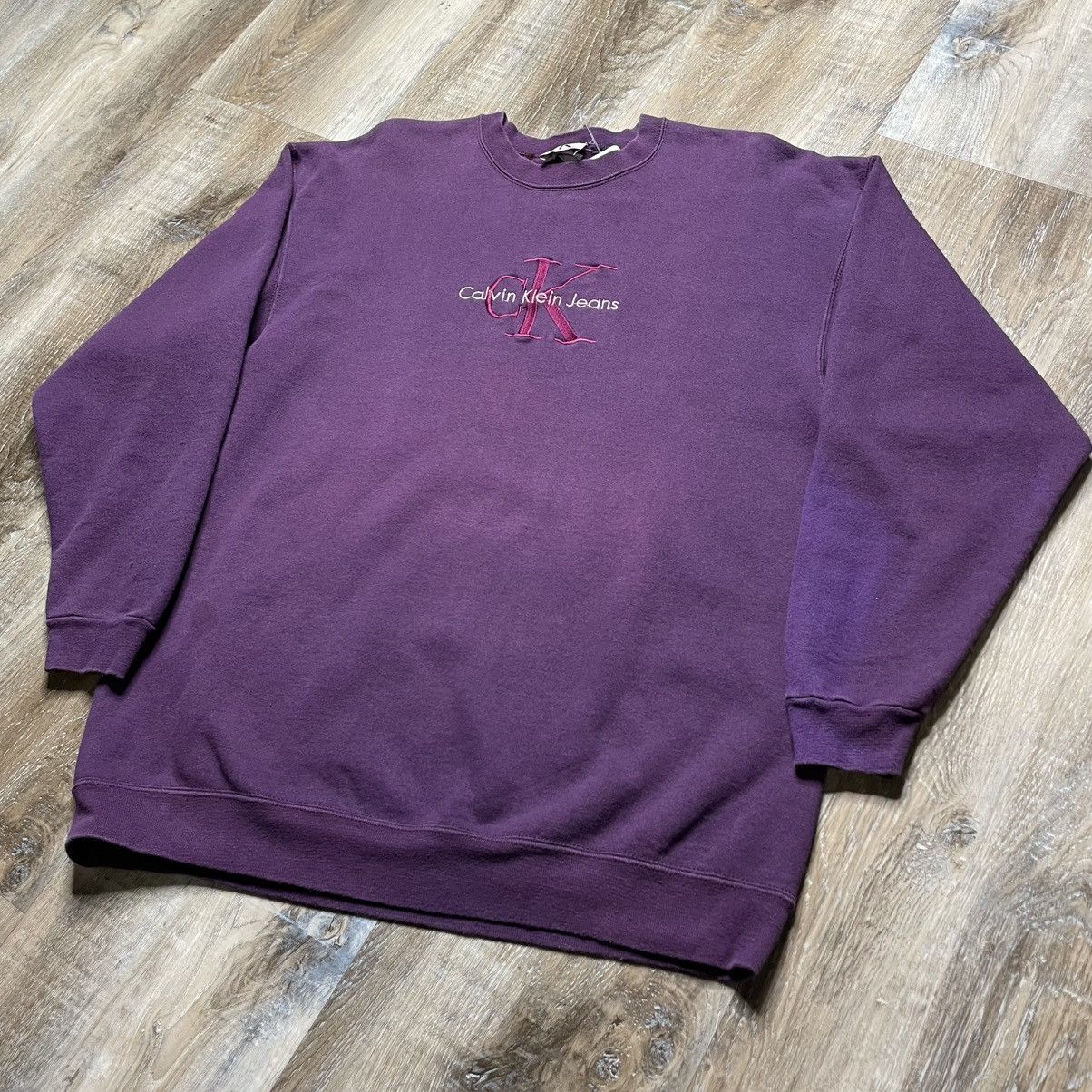 Vintage Vintage Calvin Klein Crewneck Sweatshirt Mens XL 90s Purple Size US XL / EU 56 / 4 - 3 Thumbnail
