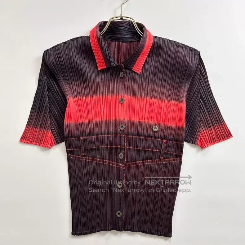 Issey Miyake Issey Miyake Color-blocked Short Sleeve Top Size L / US 10 / IT 46 - 3 Thumbnail