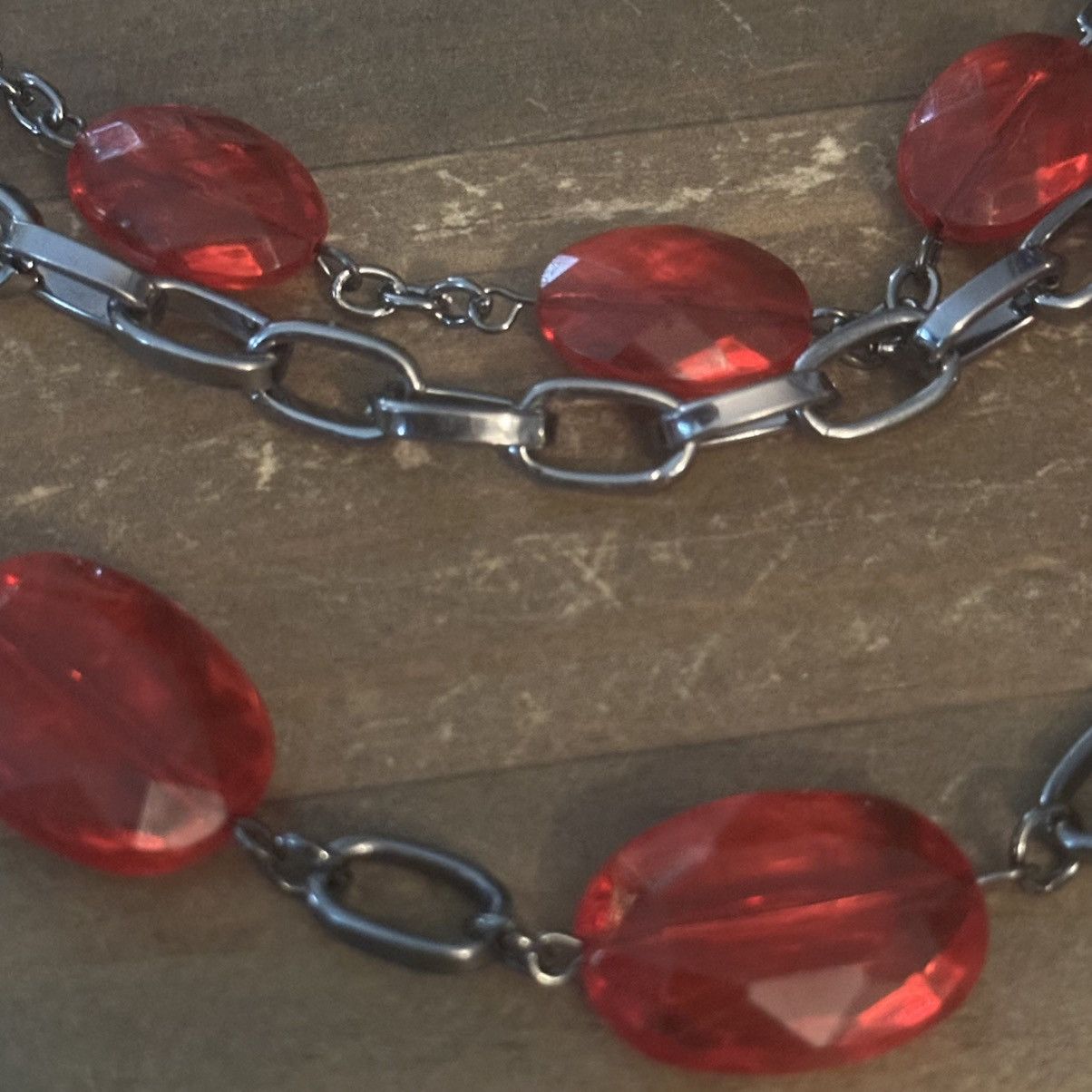 Other Chunky multi strand silver tone layered red bead necklace Size ONE SIZE - 3 Thumbnail