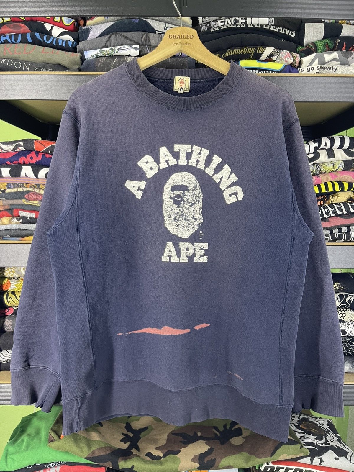 Bape Vintage A Bathing Ape (BAPE) Distressed swetshirt Size US M / EU 48-50 / 2 - 2 Thumbnail