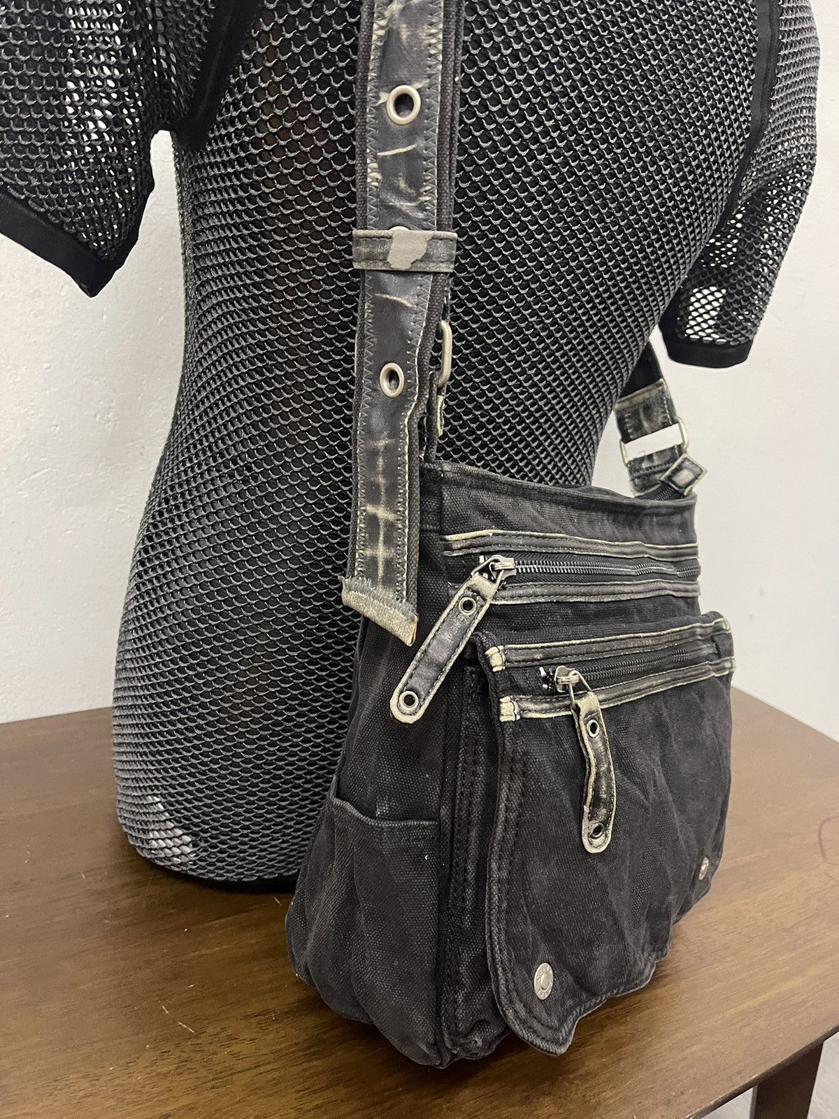 Japanese Brand Grand Stone Black Dyed Multi Compartment Utilities bag Size ONE SIZE - 7 Thumbnail