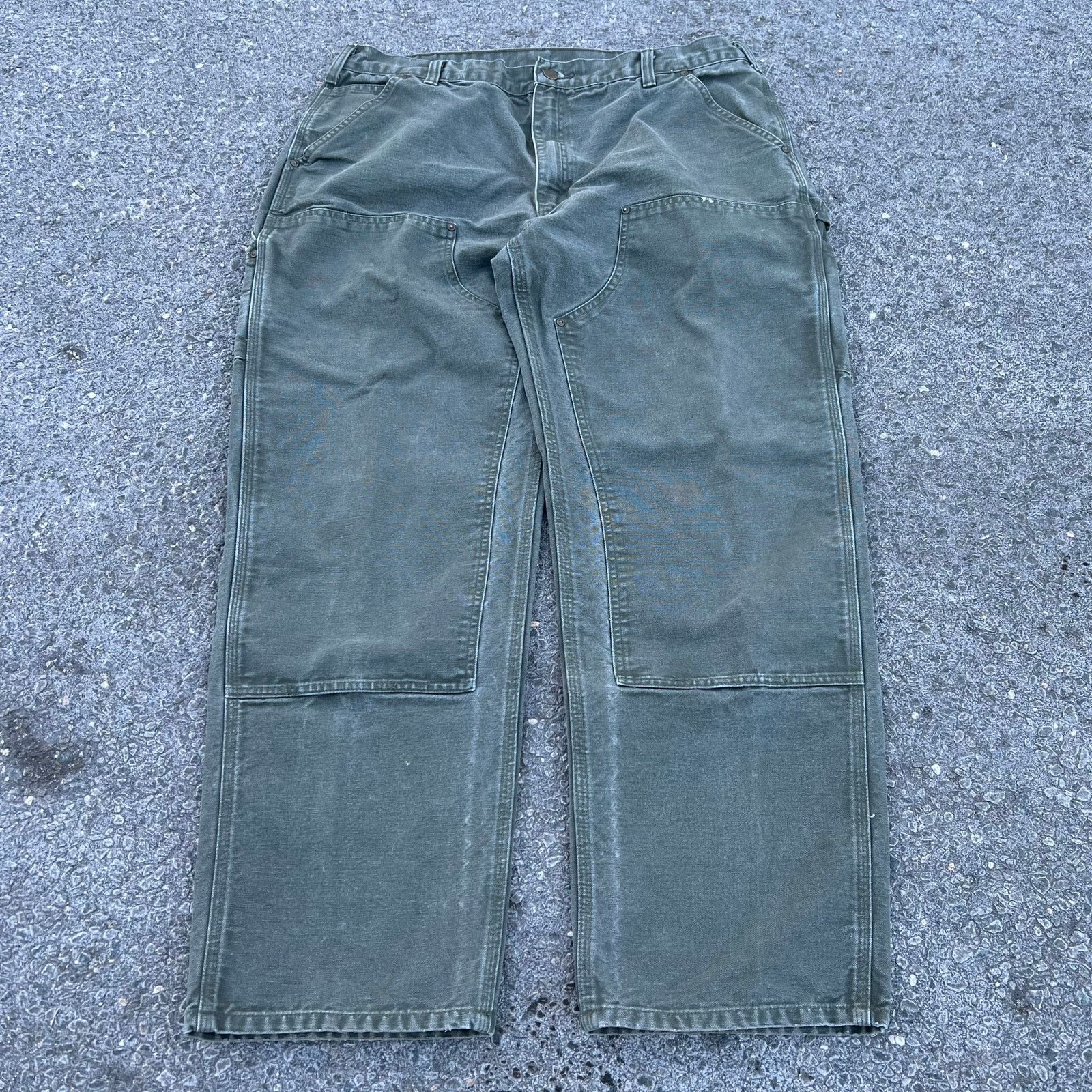 image of Green Carhartt Double Knee Work Wear Carpenter Pants, Men's (Size 36)