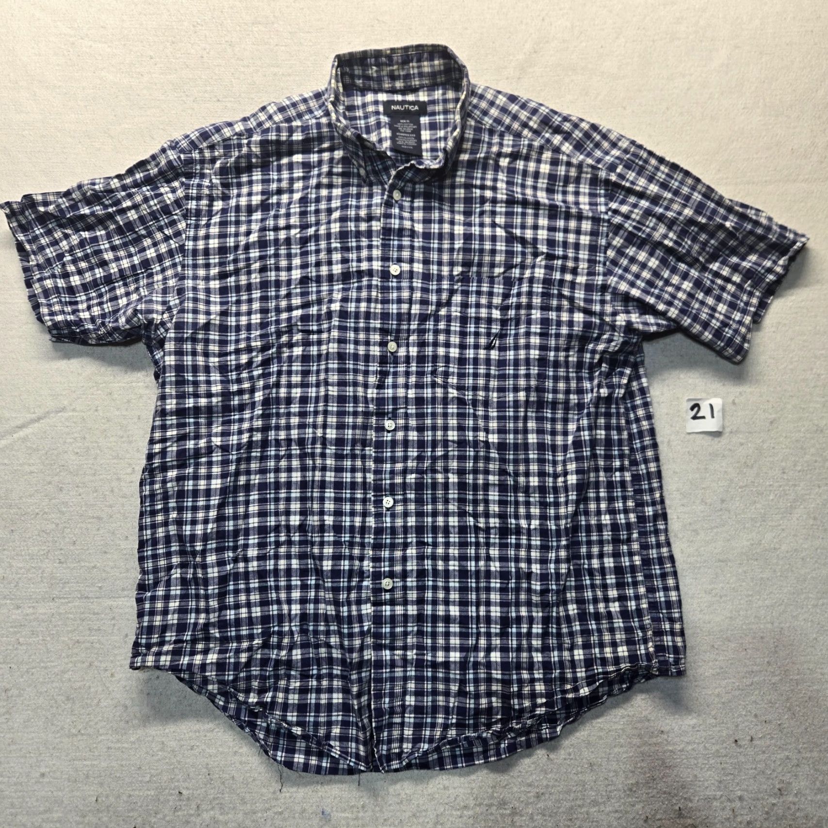 Nautica VINTAGE Nautica Button-Up Shirt Long Sleeve Blue Plaid 100% Cotton Adult XL Casual Mens Size US XL / EU 56 / 4 - 2 Thumbnail