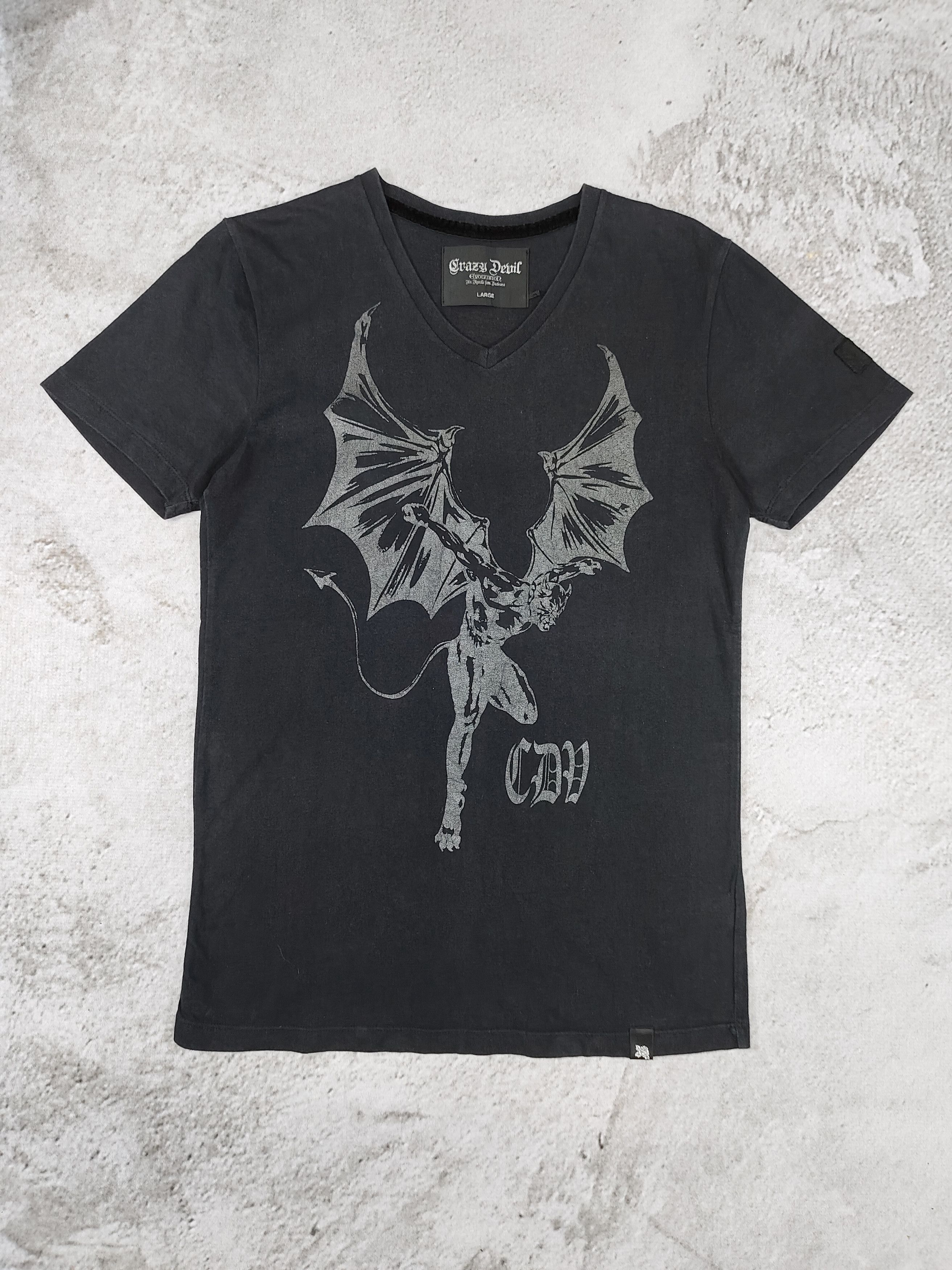 Japanese Brand Crazy Devil Evolution❤️‍🔥Devil Graphic Gothic V-neck Tshirt Size US L / EU 52-54 / 3 - 1 Thumbnail