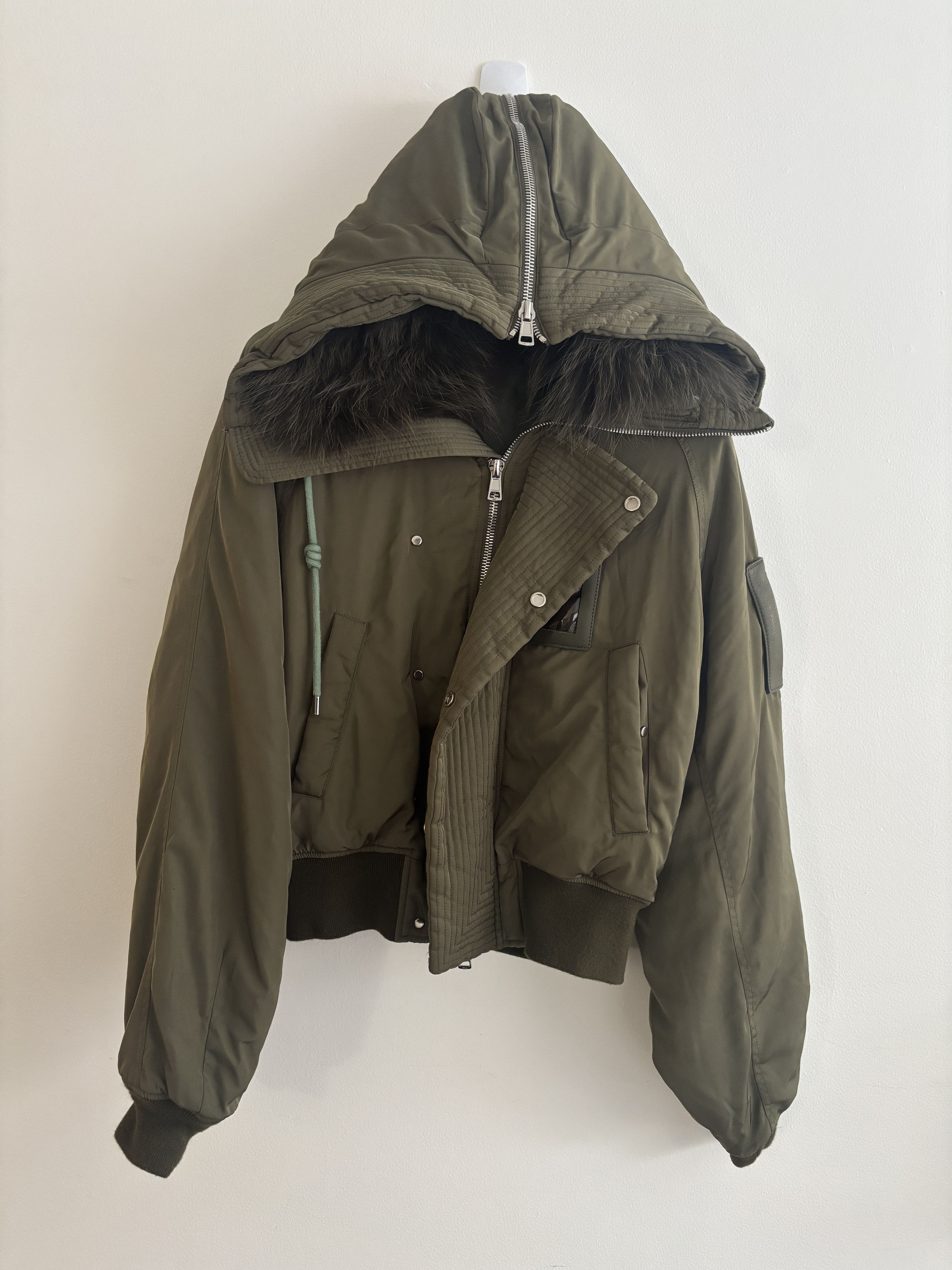 Juun.J $2925 Olive N2-B Flight Bomber Jacket Fur Hood - M-L Size US S / EU 44-46 / 1 - 9 Thumbnail