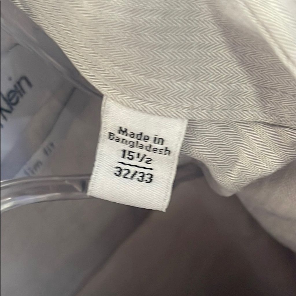 Calvin Klein Calvin Klein Men's Gray Slim Dress Shirt 32/33 15 1/2 Size 34S - 5 Thumbnail