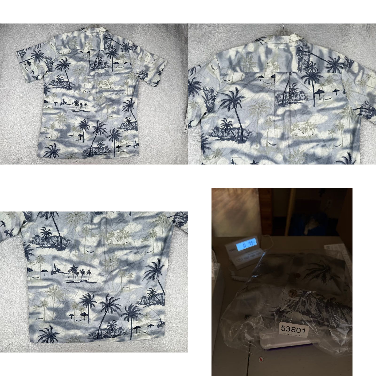 Vintage Palmwave Shirt Men 2XL Gray Blue 100% Cotton Short Sleeve Button-Up Hawaiian Floral Vintage No Size US XXL / EU 58 / 5 - 9 Thumbnail