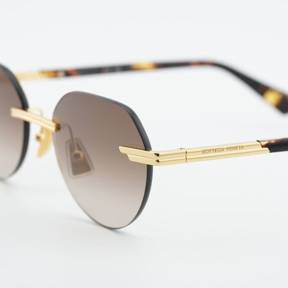 Bottega Veneta Bottega Veneta BV1379S 003 Sunglasses Shiny Gold Square Fram Size ONE SIZE - 8 Thumbnail