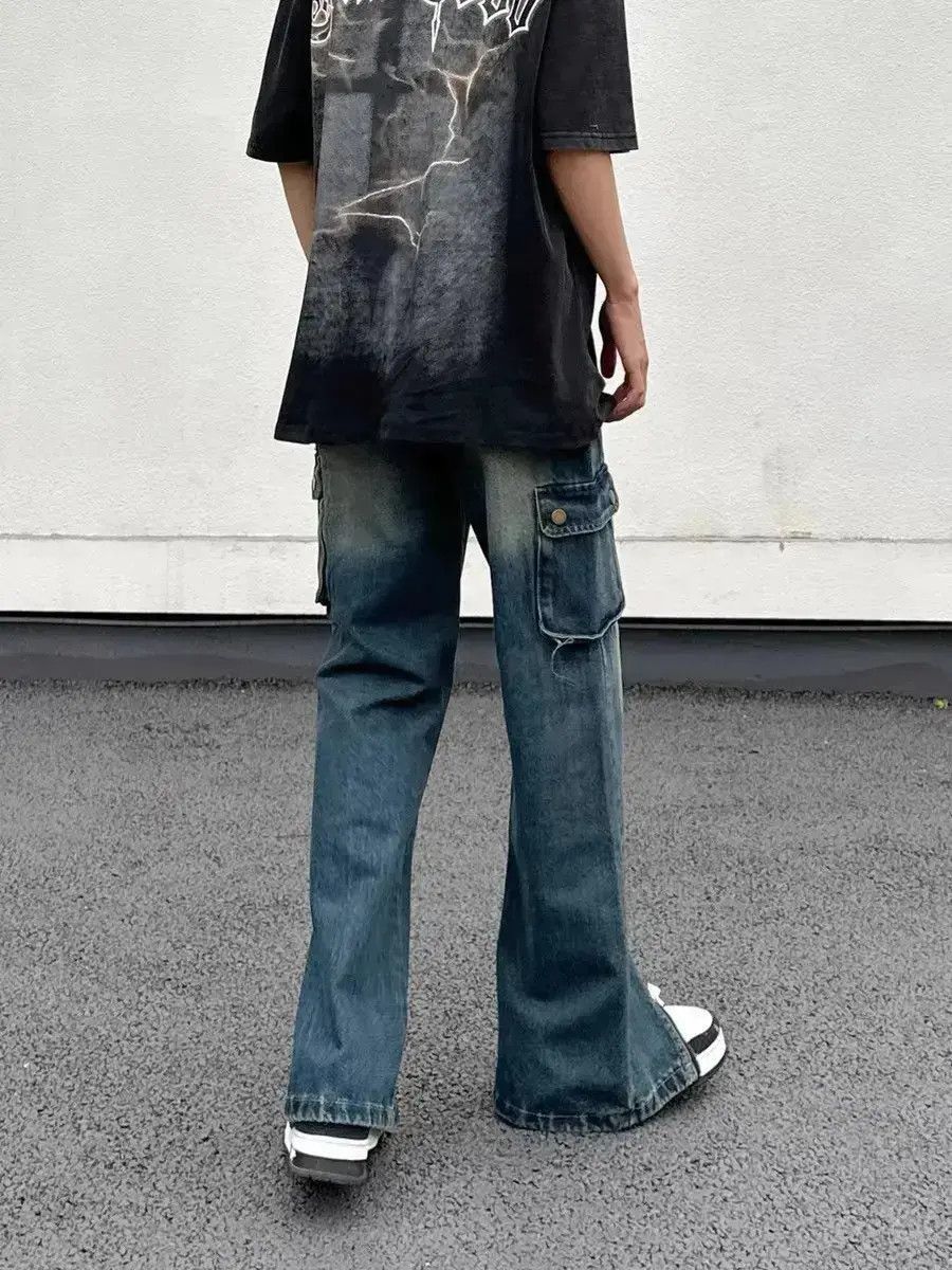 Japanese Brand Retro straight washed zippered split jeans Size US 30 / EU 46 - 4 Thumbnail