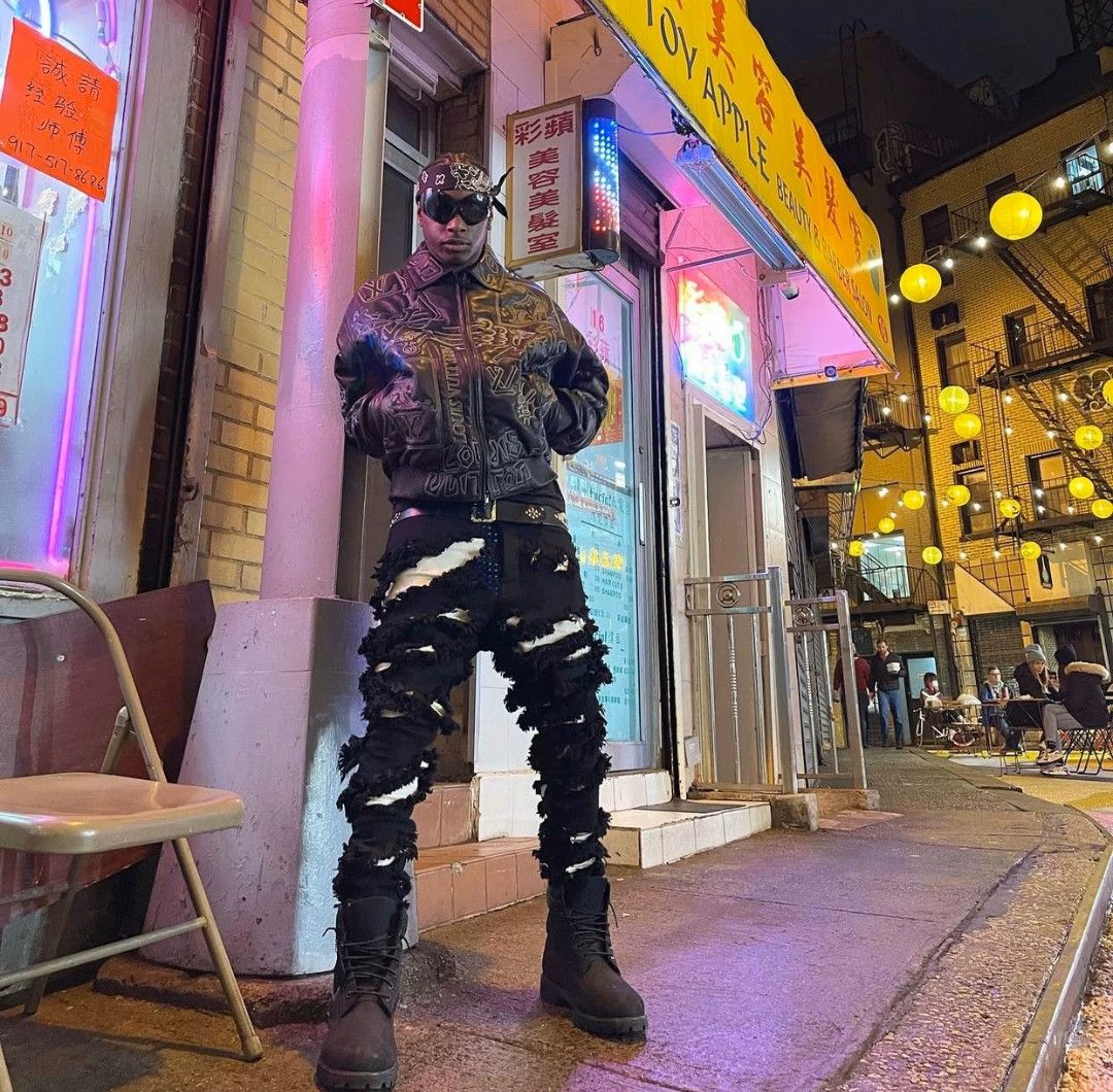 Rick Owens Rick Owens Black & White Double Layer Heavy Destroyed Jeans Size US 26 / EU 42 - 2 Thumbnail