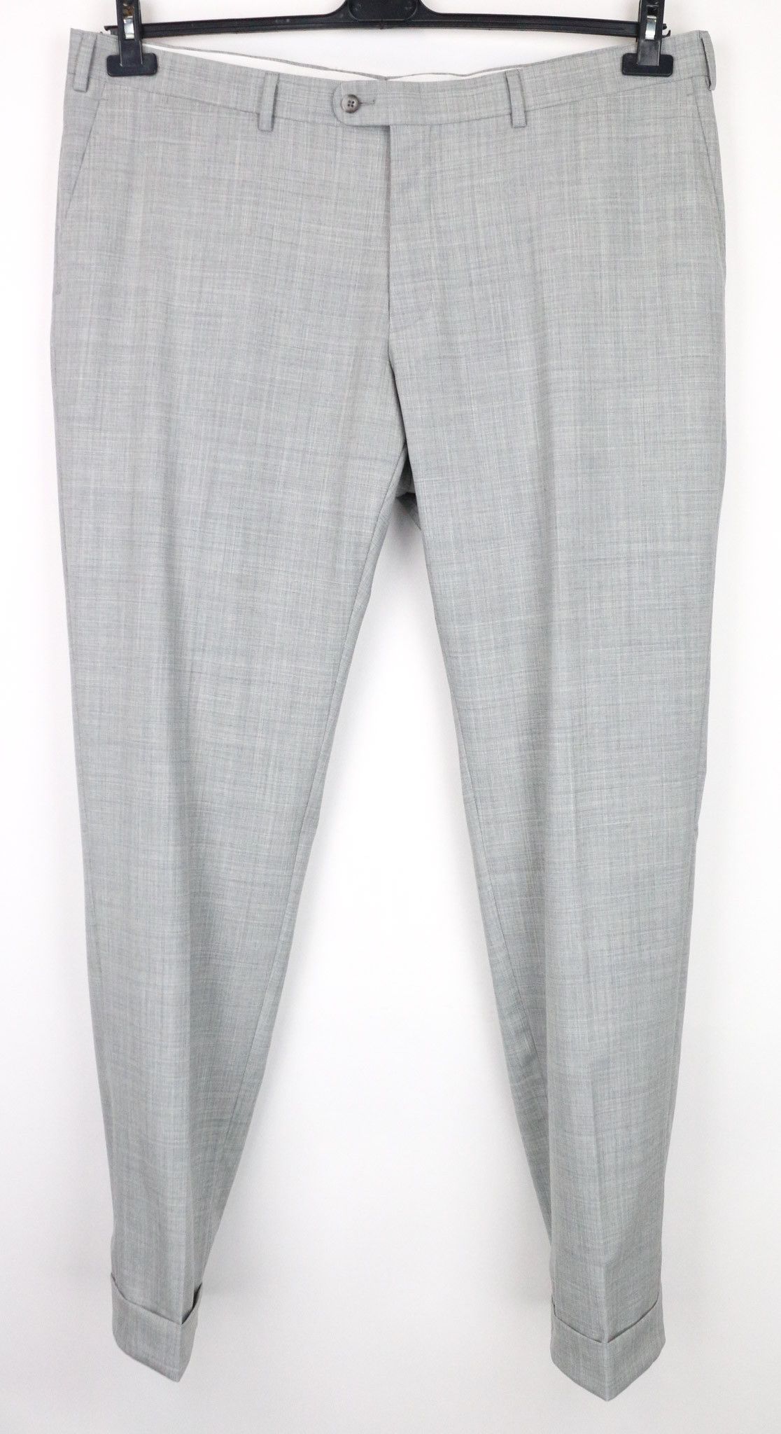 Suitsupply SOHO TURN UP UK44R Grey Melange Slim Wool Trousers 75323 Size 44R - 1 Thumbnail