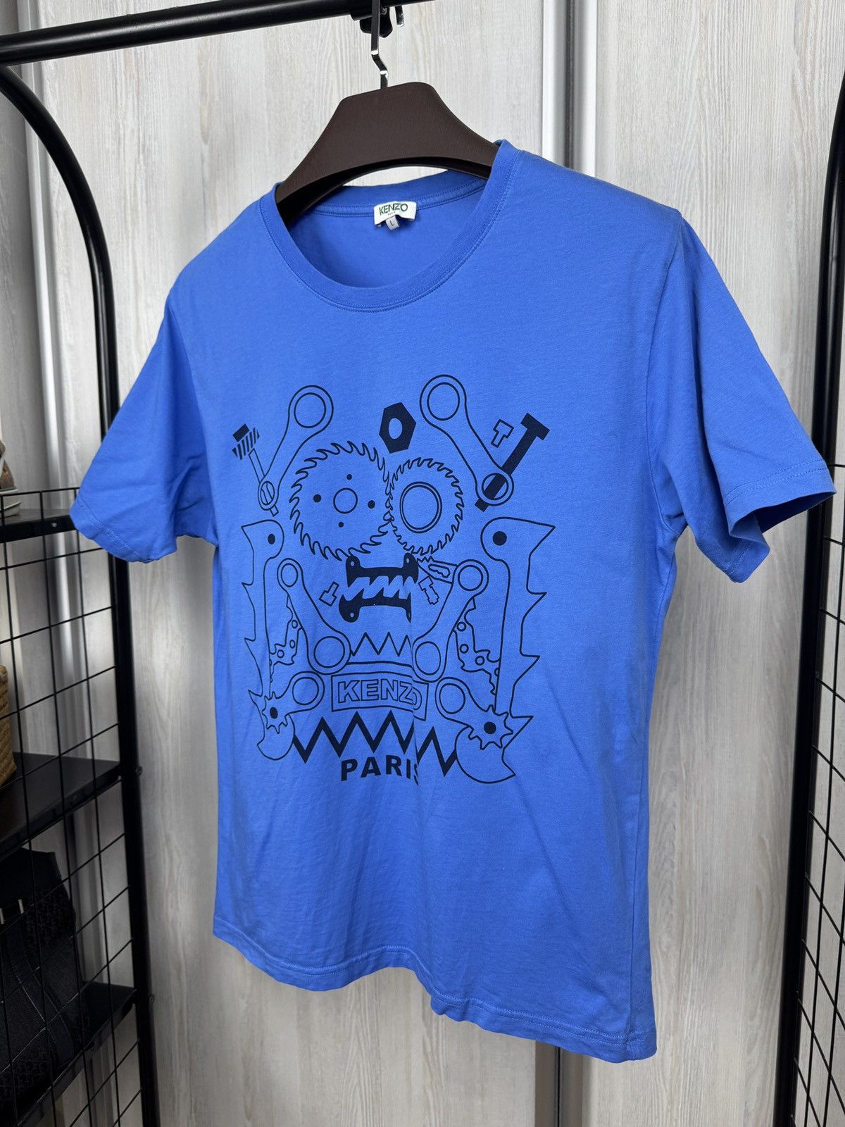 Kenzo Kenzo Paris blue Tools big logo made in Portugal tee Size US L / EU 52-54 / 3 - 3 Thumbnail