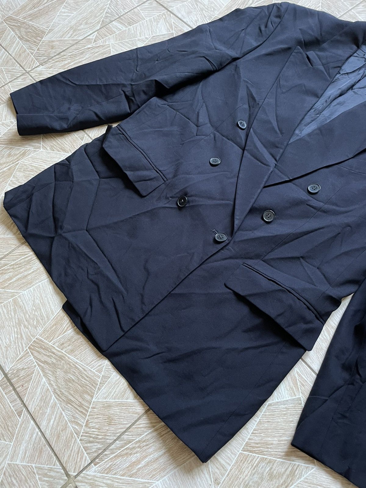 Vintage Mario Dessuti Blazer Jacket Black Double Breasted Peak Size US M / EU 48-50 / 2 - 4 Thumbnail