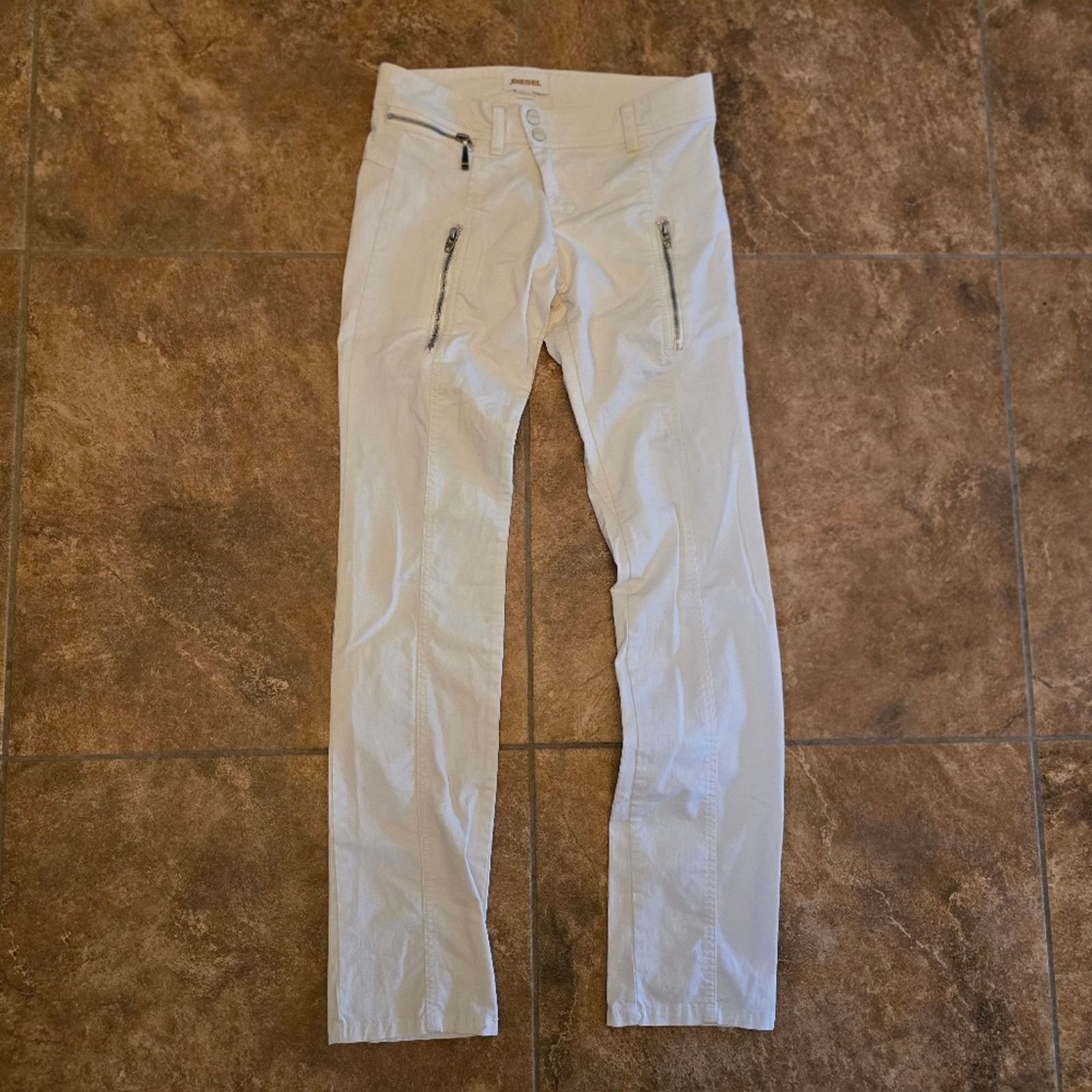 Diesel White Cream | DIESEL | Detailed Casual Pant Size 24" / US 00 / IT 34 - 1 Thumbnail