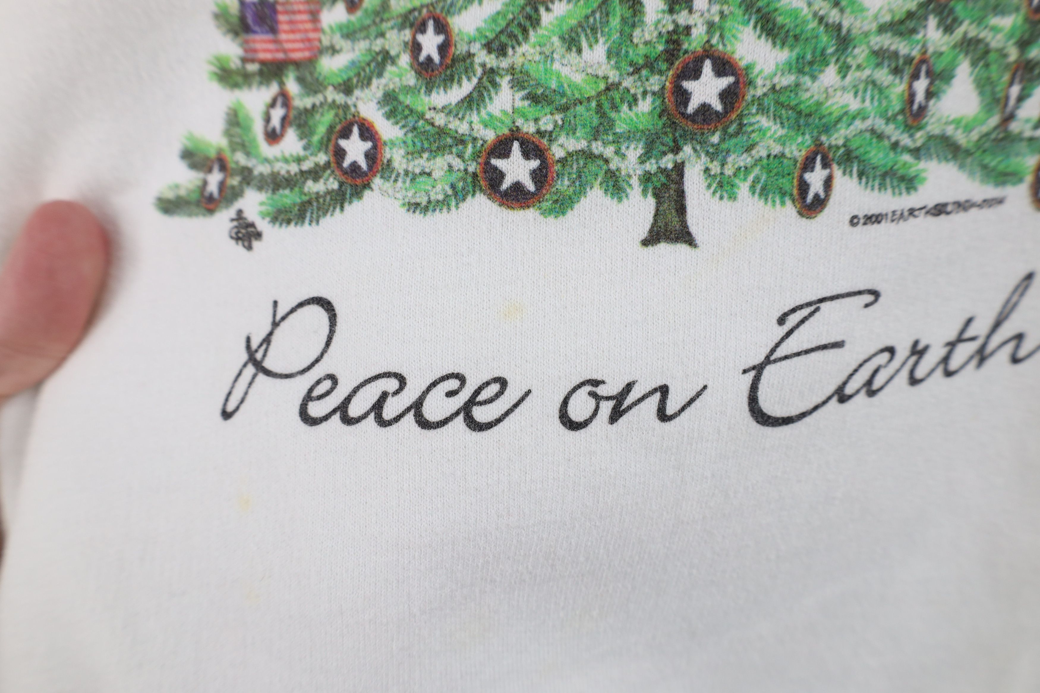Vintage Vintage Y2K 2001 Peace On Earth Christmas Tree Sweatshirt Size M / US 6-8 / IT 42-44 - 6 Thumbnail