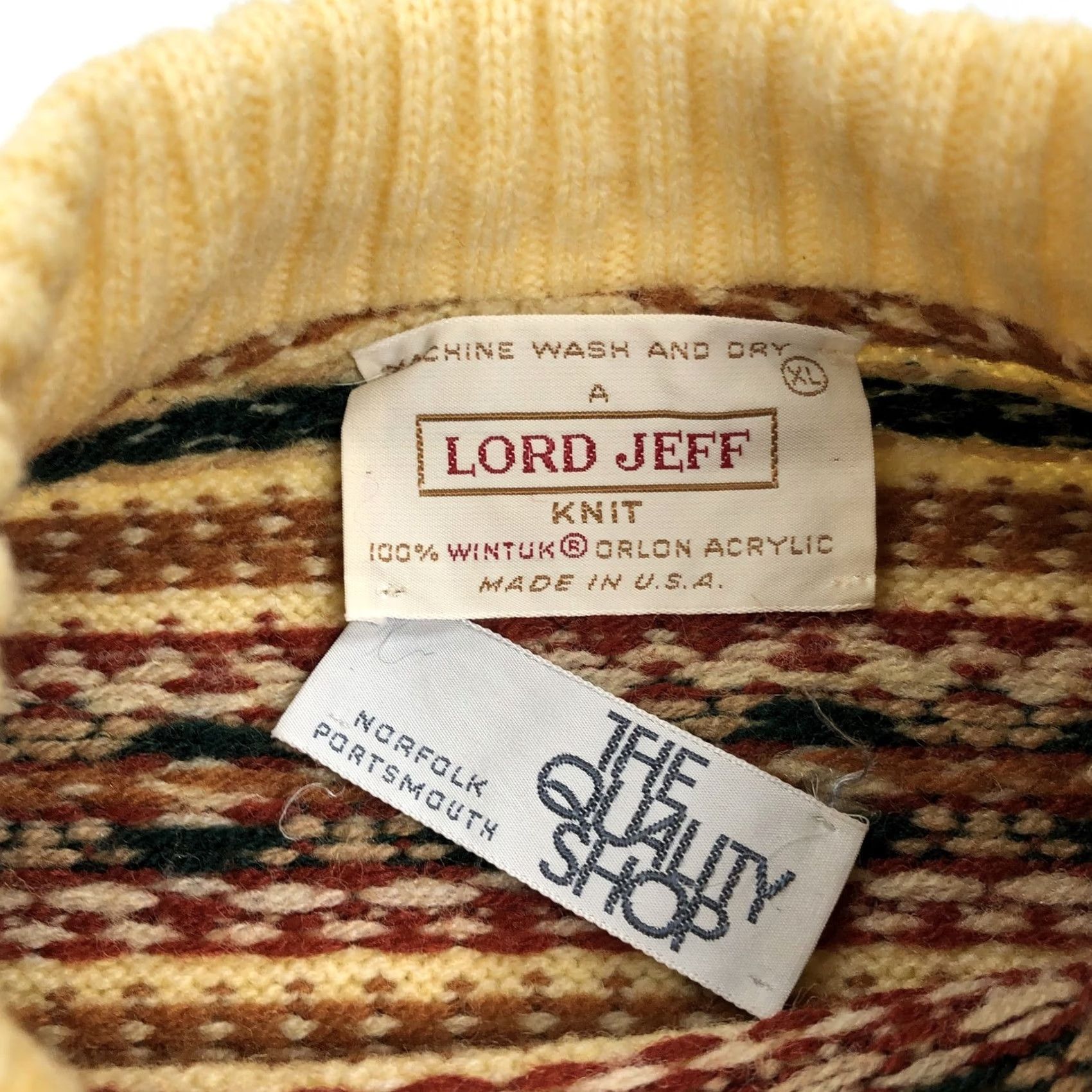Vintage VINTAGE Lord Jeff Men's XL Fair Isle Cable Knit Wintuk Orlon Acrylic Sweater Size US XL / EU 56 / 4 - 4 Thumbnail