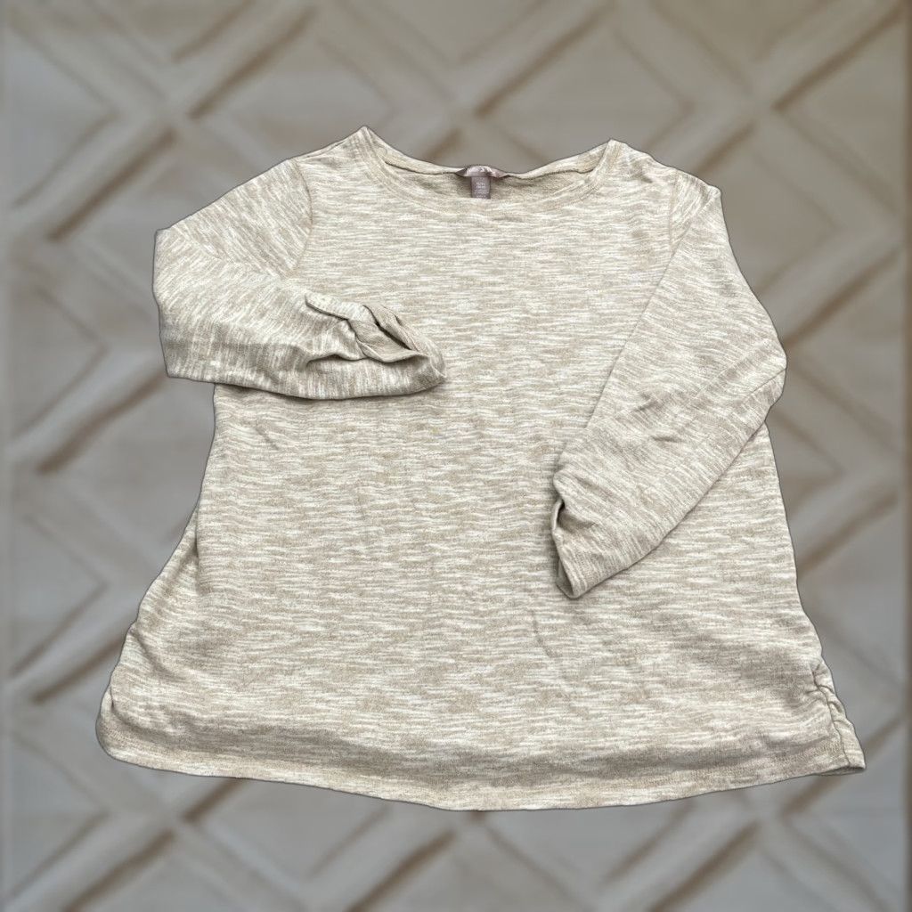 Vintage White Stag Top Womens XL Khaki Roll Tab Sleeve Basic Long Sleeve T-Shirt Blouse Size XL / US 12-14 / IT 48-50 - 1 Thumbnail