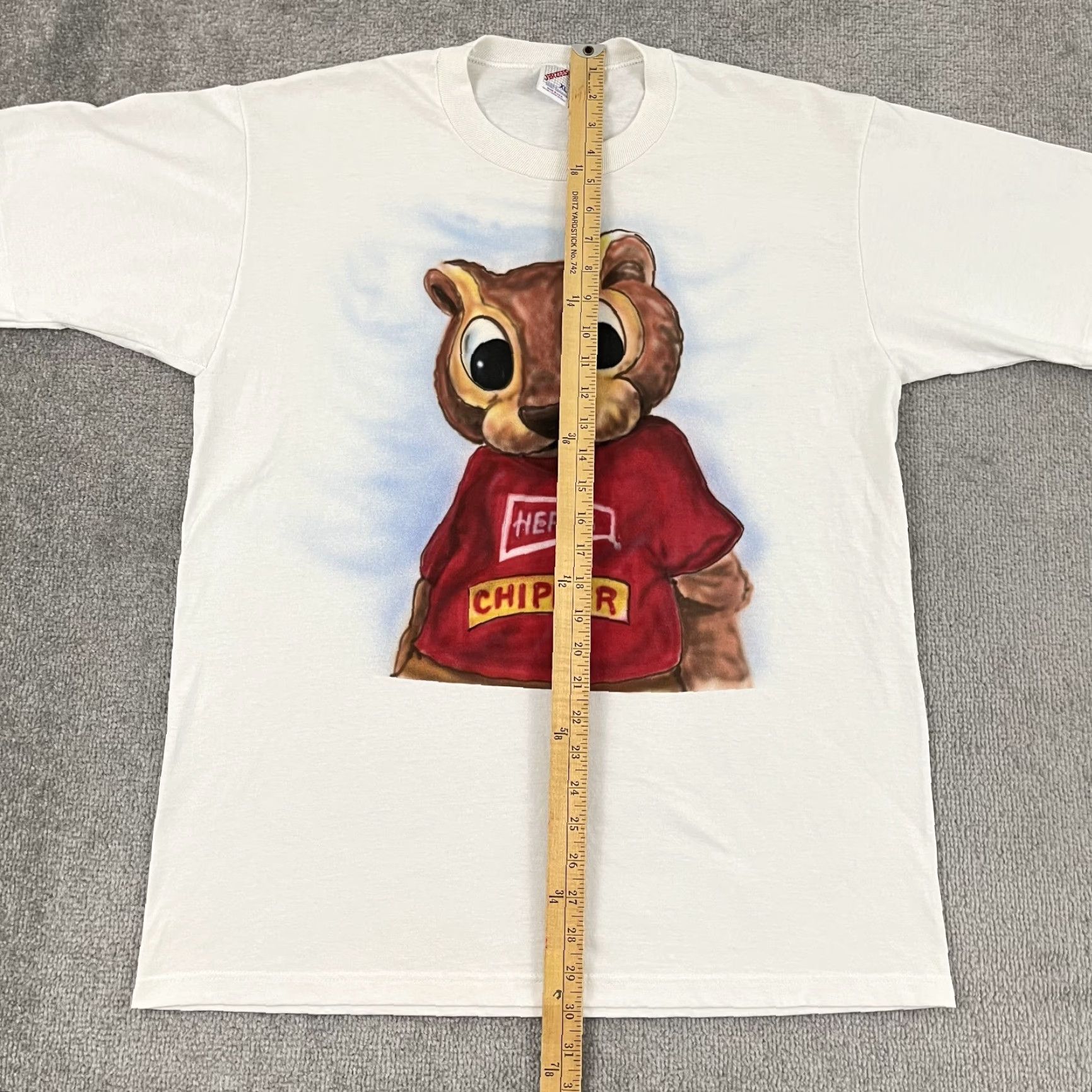 Jerzees VINTAGE Herr's Shirt Men XL Chipper The Chipmunk Mascot White Graphic Tee 90s Size US XL / EU 56 / 4 - 4 Thumbnail