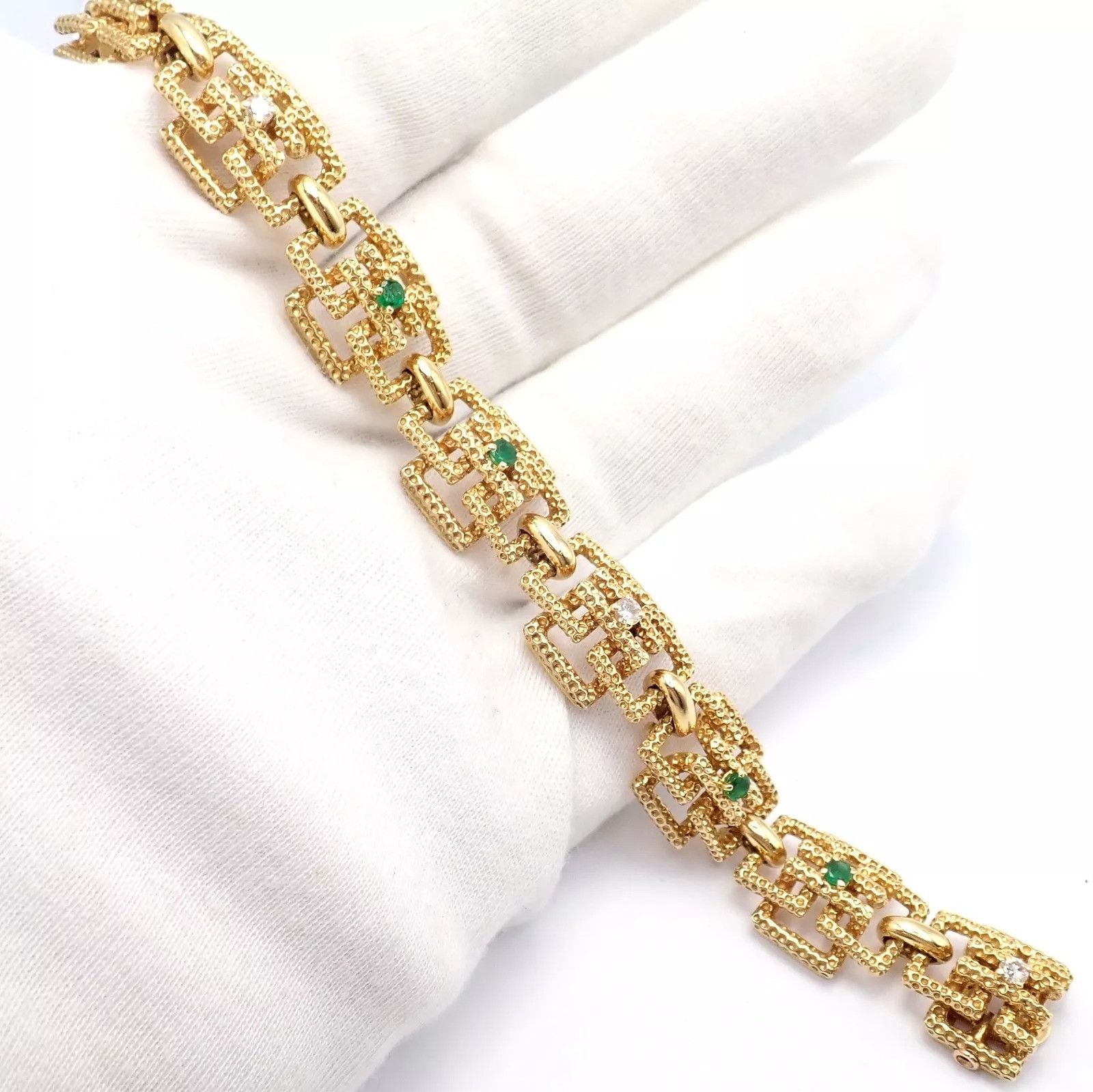 Tiffany & Co. Tiffany & Co France 18k Yellow Gold Diamond Emerald Bracelet Size ONE SIZE - 8 Thumbnail