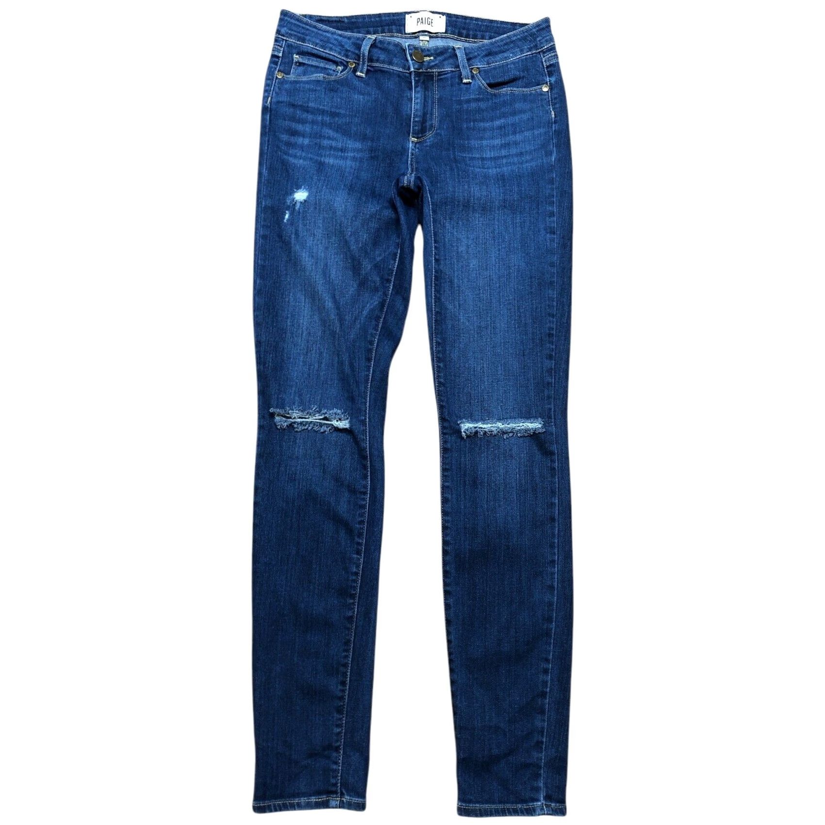 Paige VINTAGE Paige Jeans Verdugo Ultra Skinny Tag 28 X 29 Distressed Blue Denim Jeans Womens Slim 5-Pocket Bohemian USA City Size 28" / US 6 / IT 42 - 2 Thumbnail