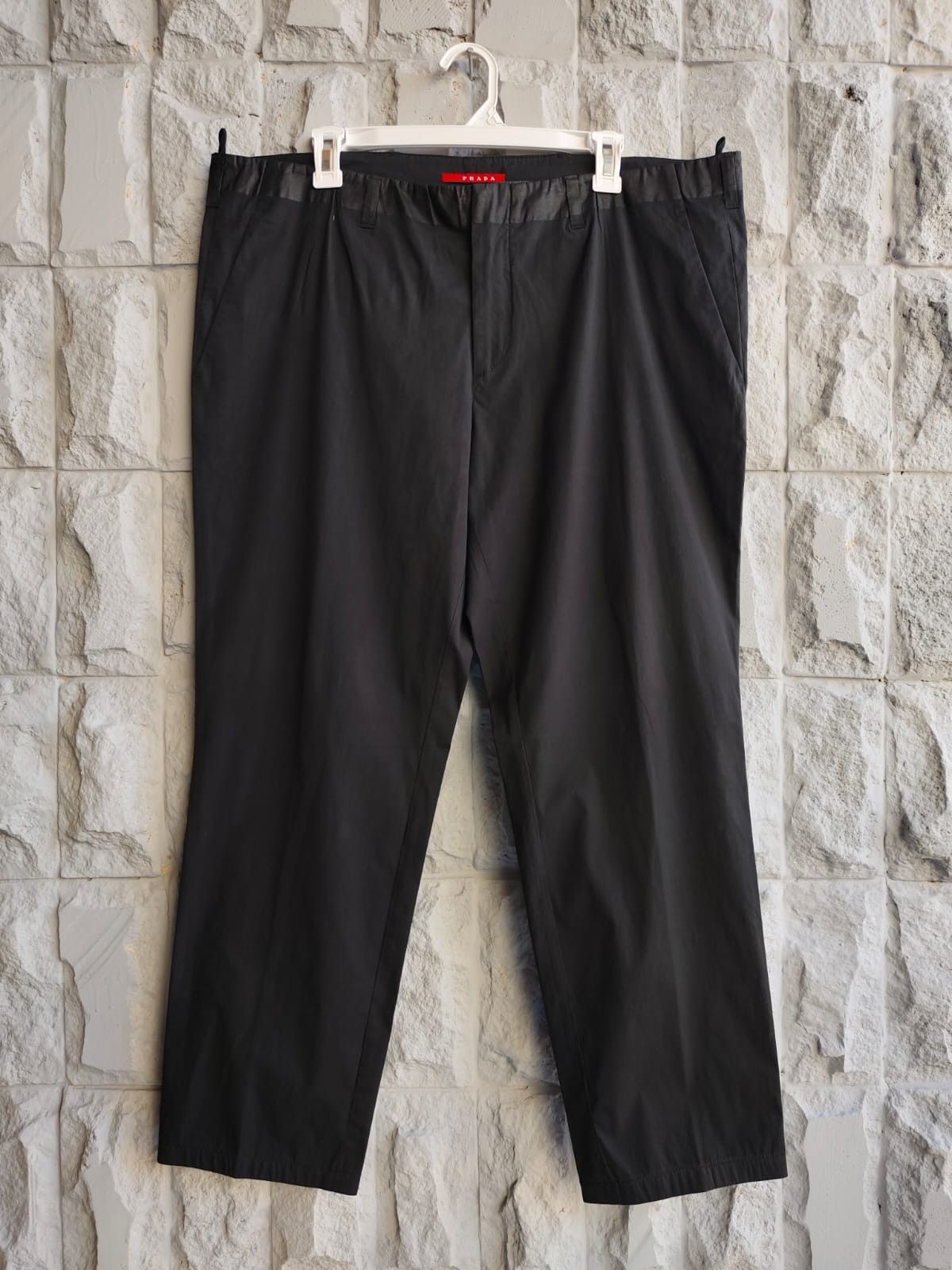 Designer × Prada 💥Prada Print Waist Logo Black Trousers Size US 38 / EU 54 - 1 Thumbnail