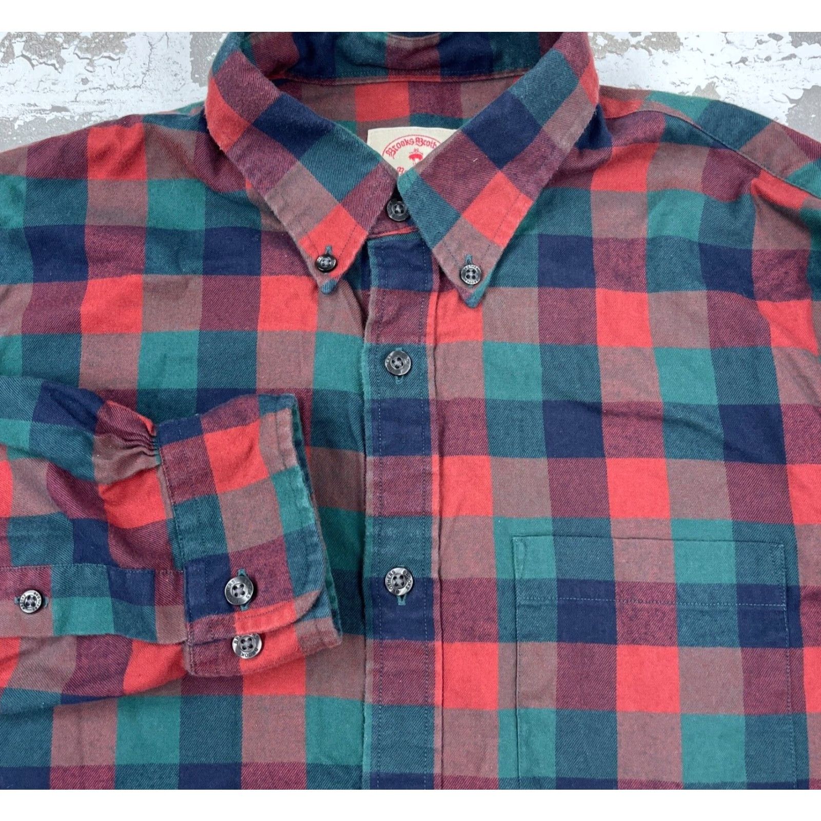 Brooks Brothers Brooks Brothers Red Fleece Shirt Men Medium Red Green Flannel Button Up Check Shirt Size US M / EU 48-50 / 2 - 2 Thumbnail
