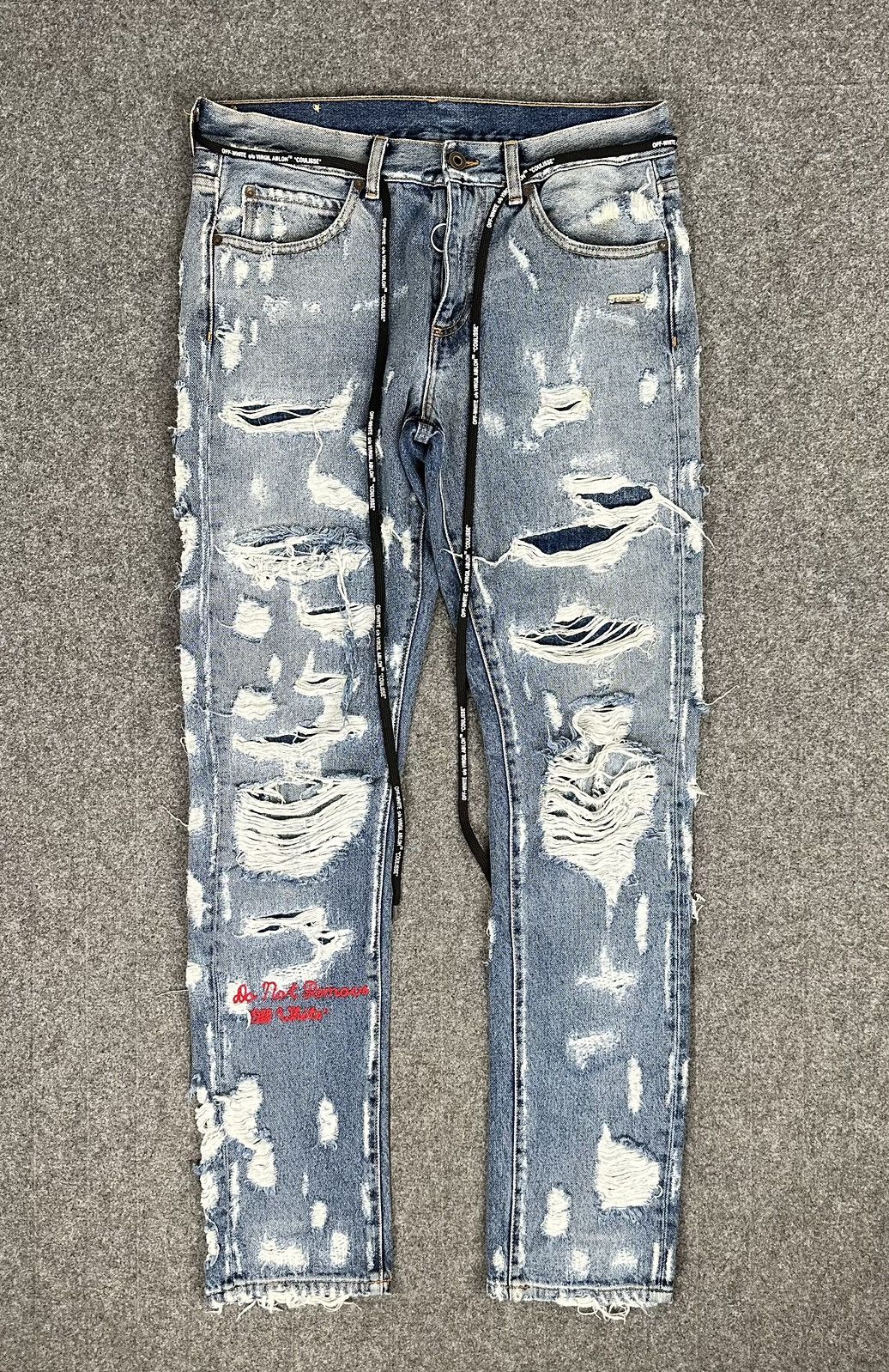 Off-White Off-White - Virgil Abloh AW18 Coulisse Slim Distressed Jeans Size US 32 / EU 48 - 1 Thumbnail