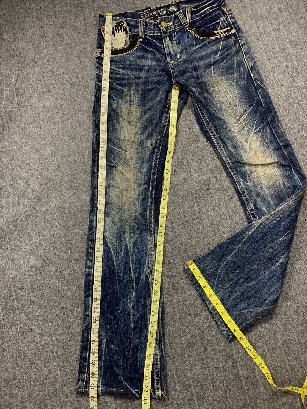 Japanese Brand Red Pepper Gold Label Embroidery Logo Indigo Denim Jeans Size US 30 / EU 46 - 15 Thumbnail