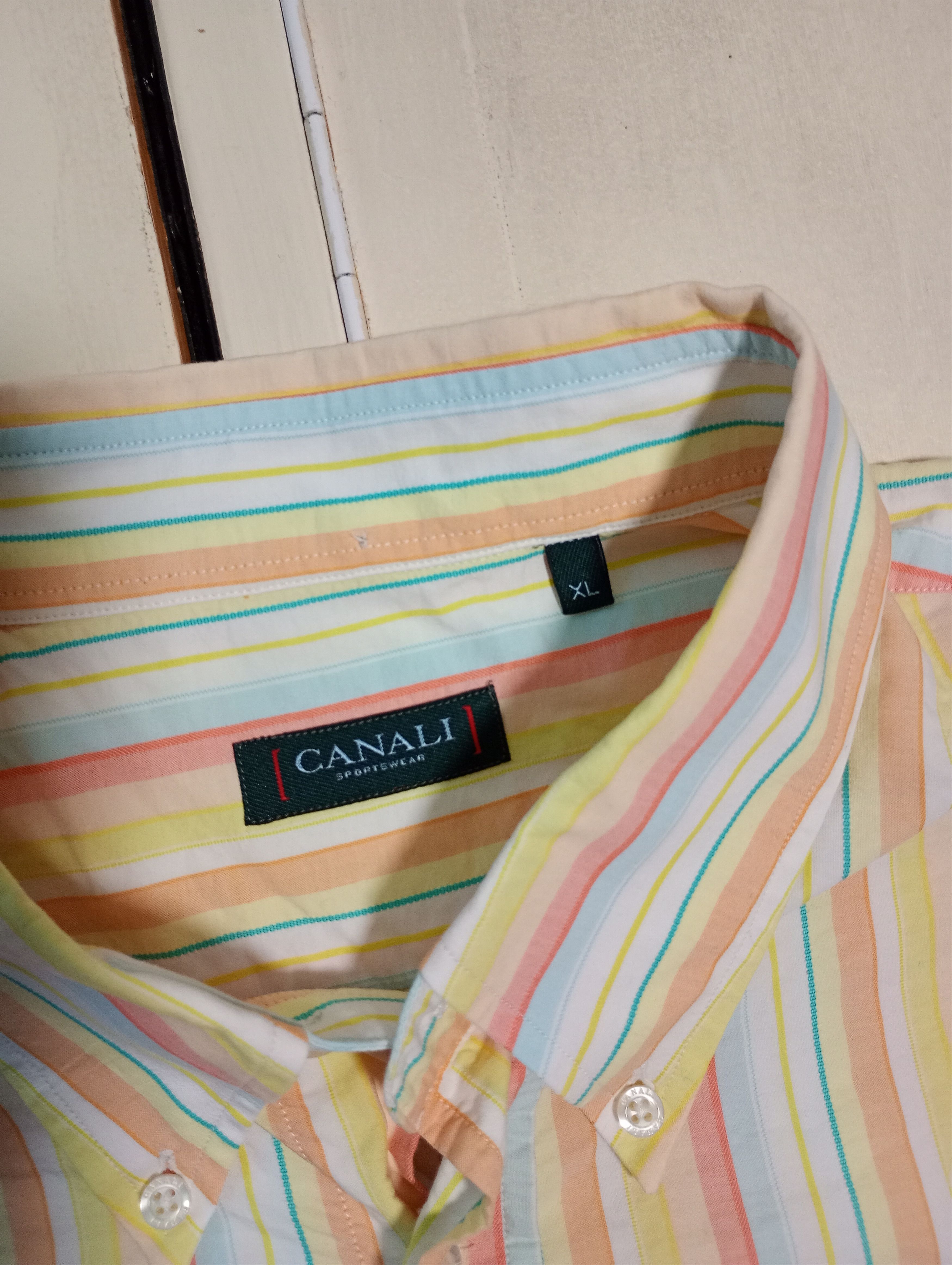 Canali Canali Striped Short Sleeve Shirt Size US XL / EU 56 / 4 - 7 Thumbnail