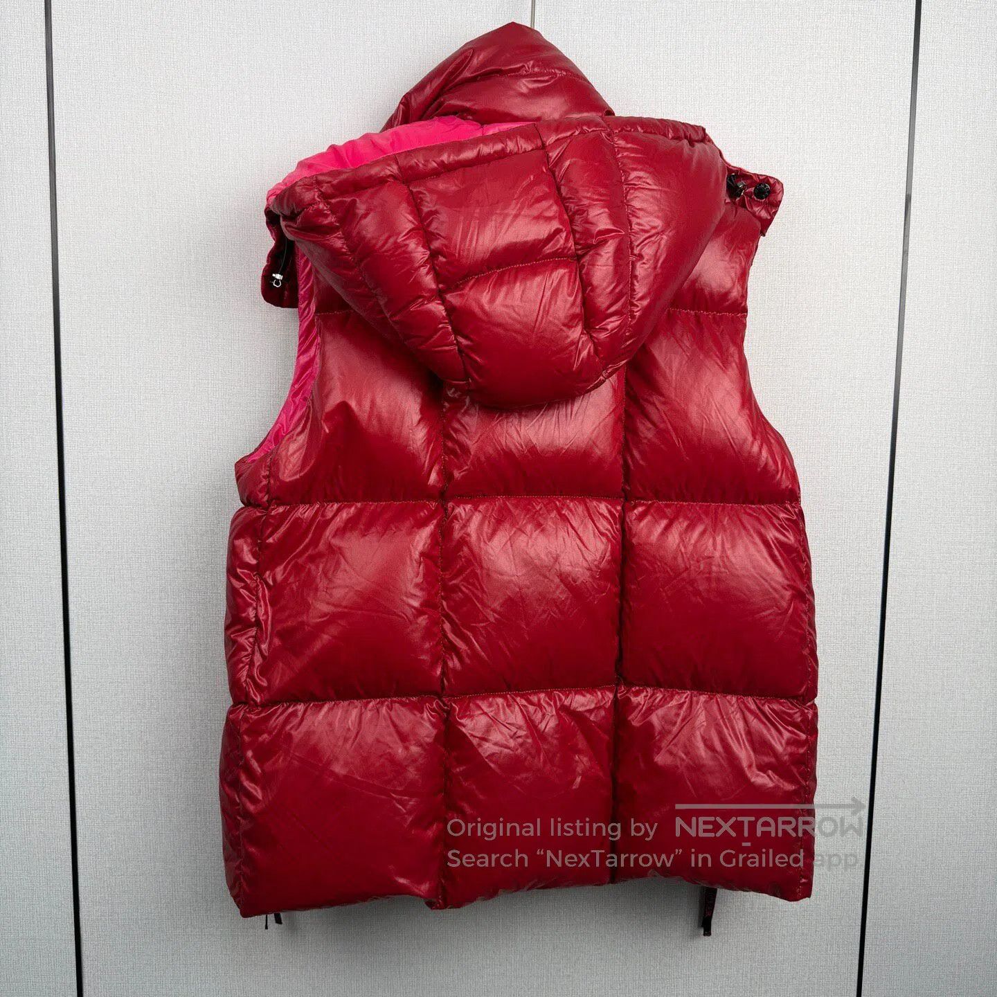 Moncler Moncler Red Hooded Down Vest| Size L / US 10 / IT 46 - 2 Thumbnail
