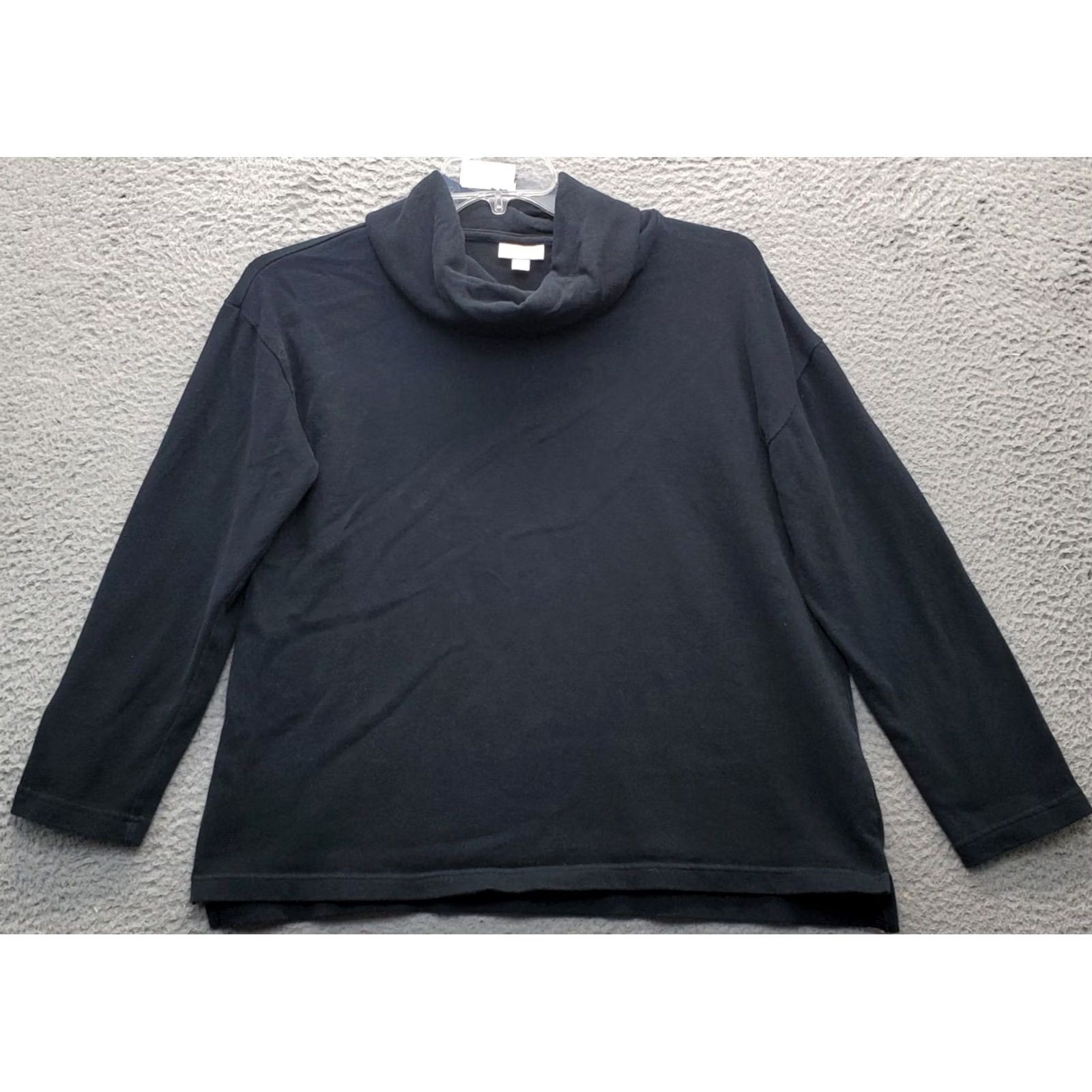 J. Jill J. Jill Womens Shirt Size M Black 100% Cotton Long Sleeve Turtleneck Pullover Top Size M / US 6-8 / IT 42-44 - 2 Thumbnail