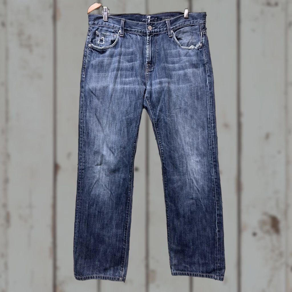 7 For All Mankind 7 For All Mankind Austyn Jeans Mens Distressed Blue 34x31 Straight Denim Cotton Blend Regular Inseam 31 Vintage No Size US 34 / EU 50 - 1 Thumbnail
