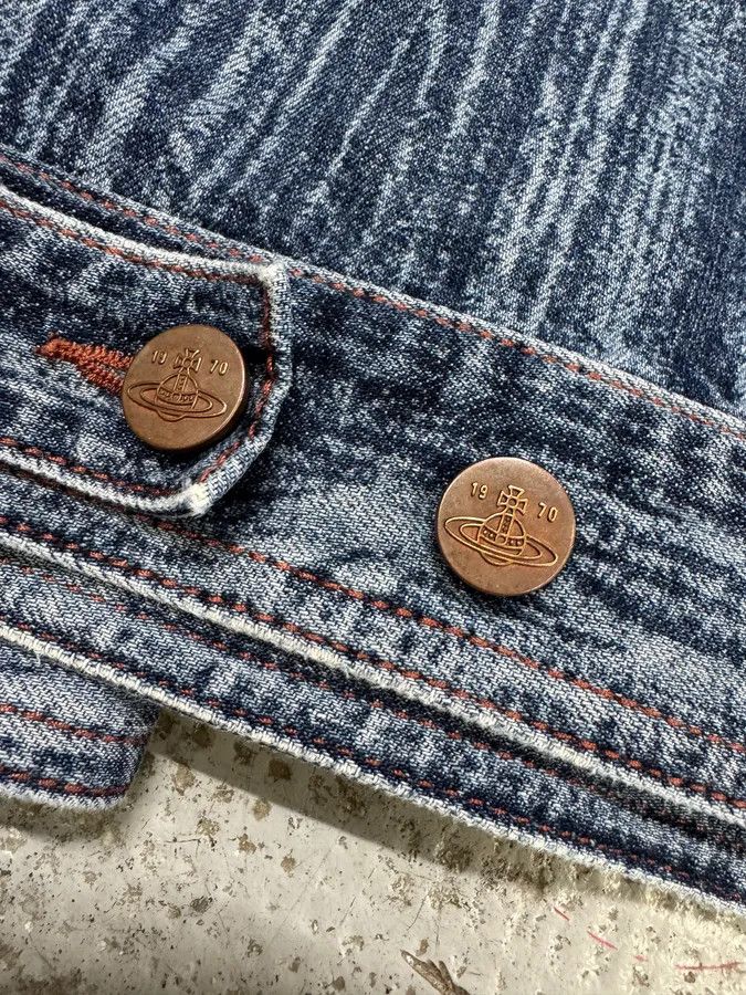 Designer × Vintage × Vivienne Westwood Vivienne Westwood Wood Print Denim Jacket Size US S / EU 44-46 / 1 - 6 Thumbnail
