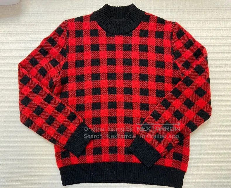 Saint Laurent Paris Saint Laurent Paris Red Black Check Sweater. Size US XL / EU 56 / 4 - 1 Thumbnail