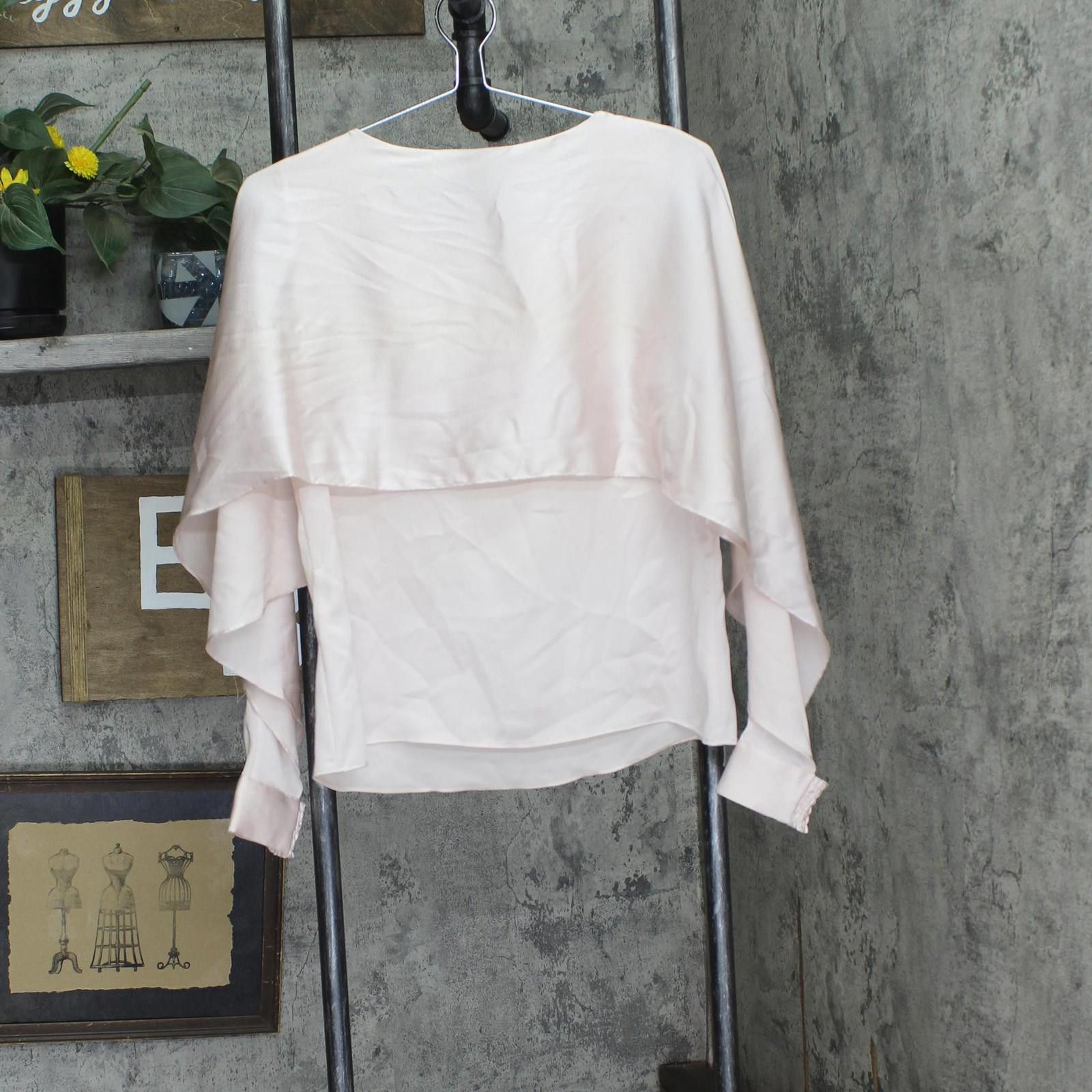 DKNY Dkny Crewneck Smocked-cuff Cape Blouse Champagne Pink Pm Size M / US 6-8 / IT 42-44 - 2 Thumbnail