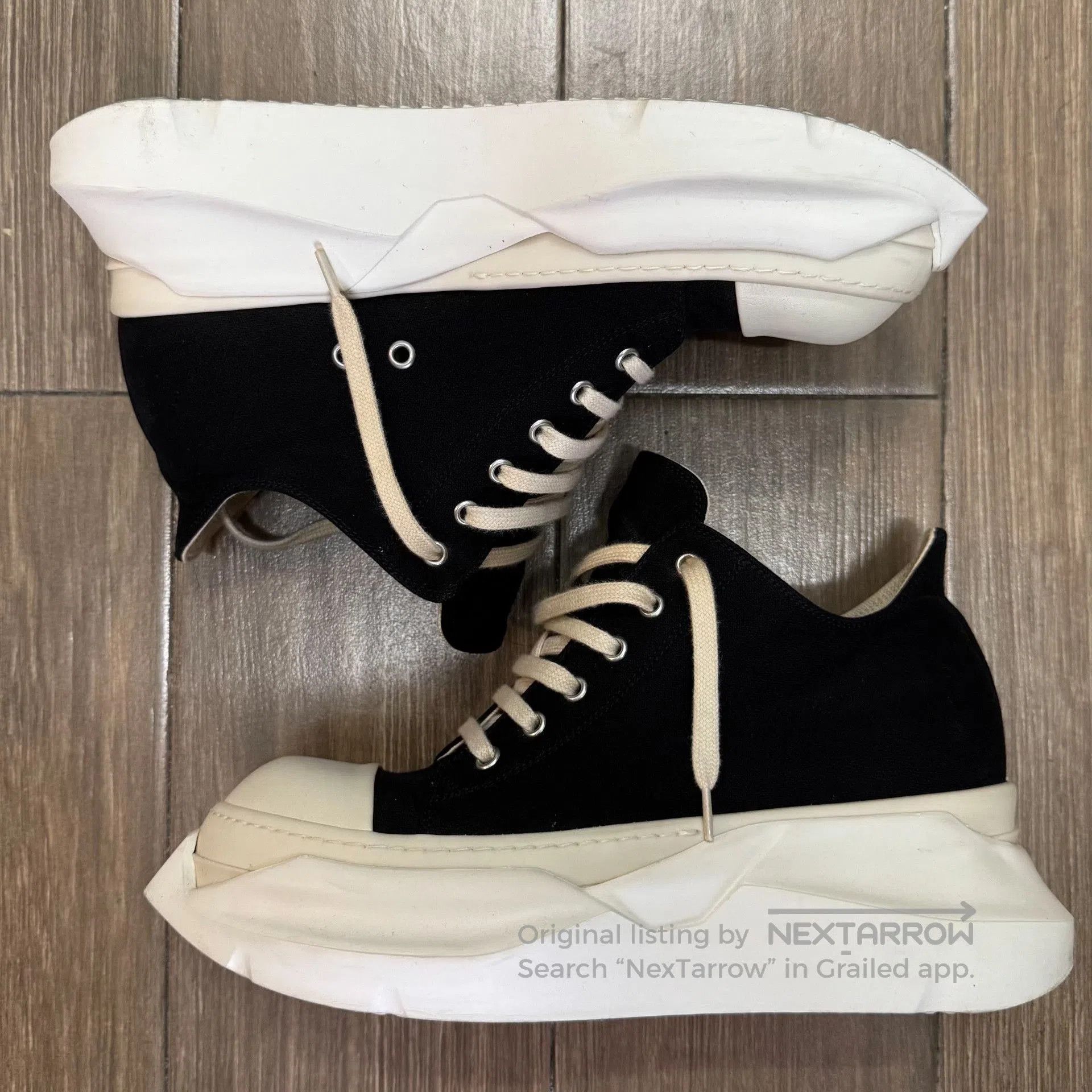 Rick Owens Drkshdw Black Hollywood Jumbo Laces Abstract Sneaker
