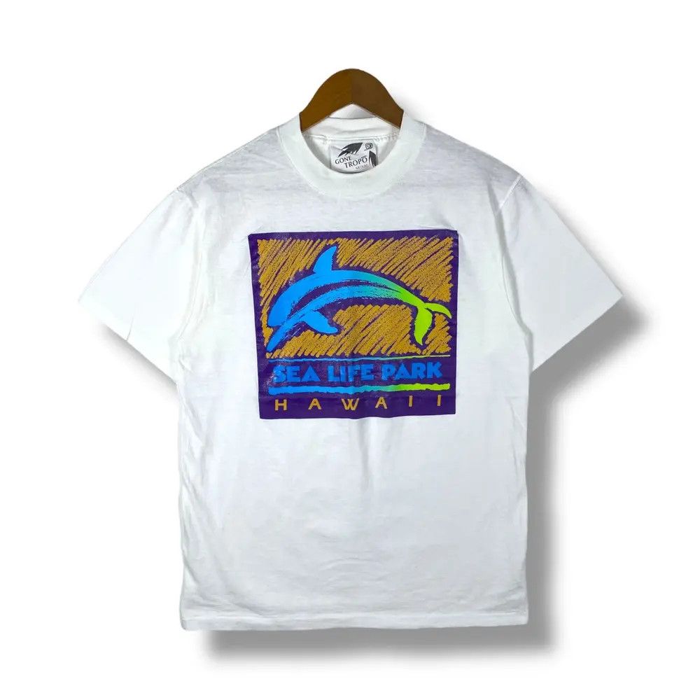 Vintage Vintage 90's SEA LIFE PARK Hawaii Dolphin Graphic Tee Shirt Size US M / EU 48-50 / 2 - 1 Thumbnail