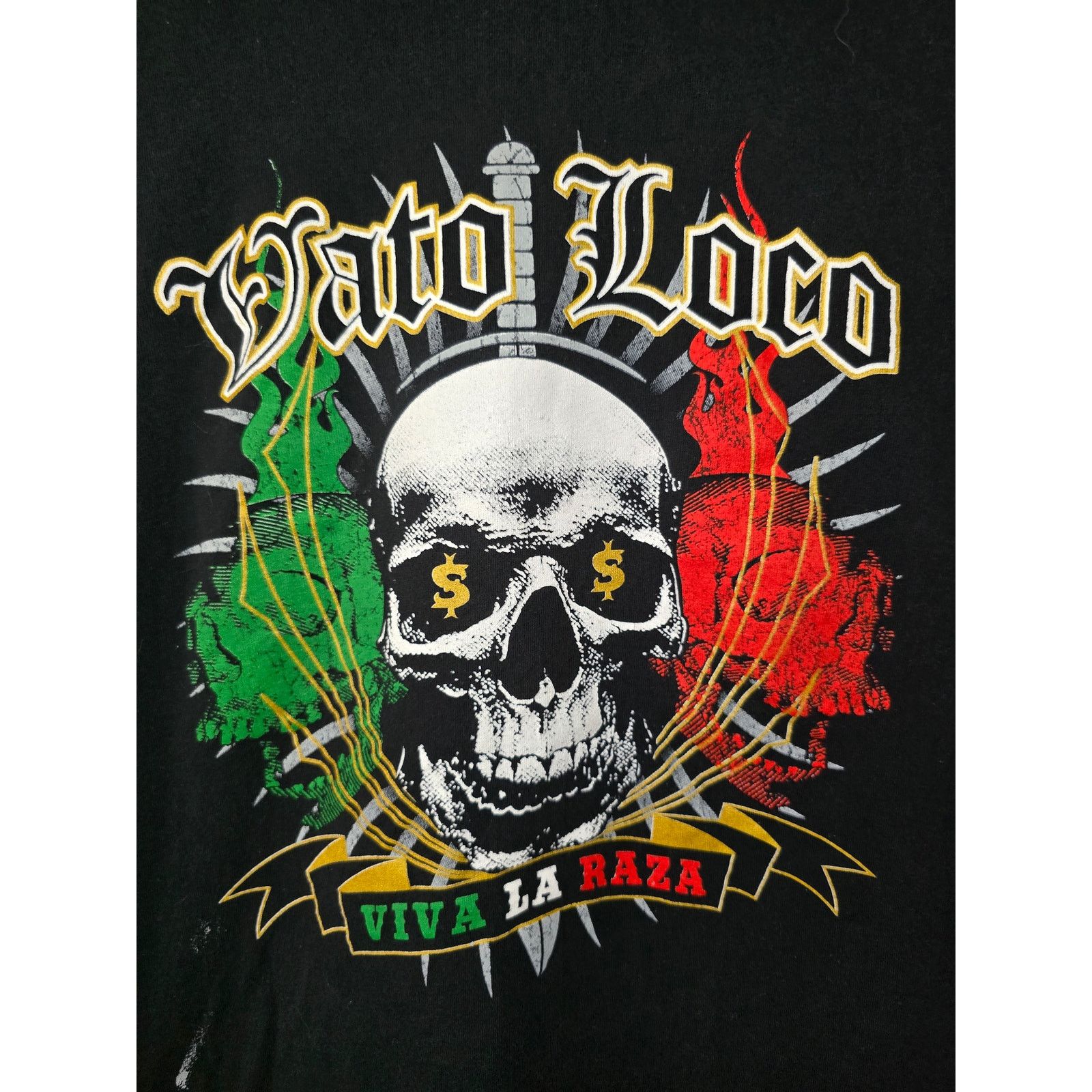Other Y2k Mexican Skull Viva La Raza Vato Locos Men L Black Tee Size US L / EU 52-54 / 3 - 2 Thumbnail