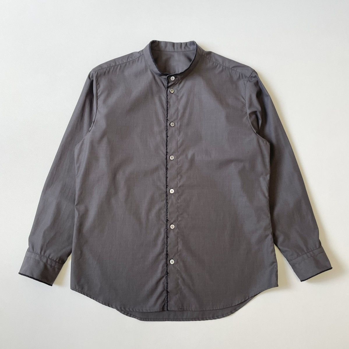 Issey Miyake ‘Contrast Stitch’ Grey Shimmer Cotton Shirt Size US L / EU 52-54 / 3 - 1 Thumbnail