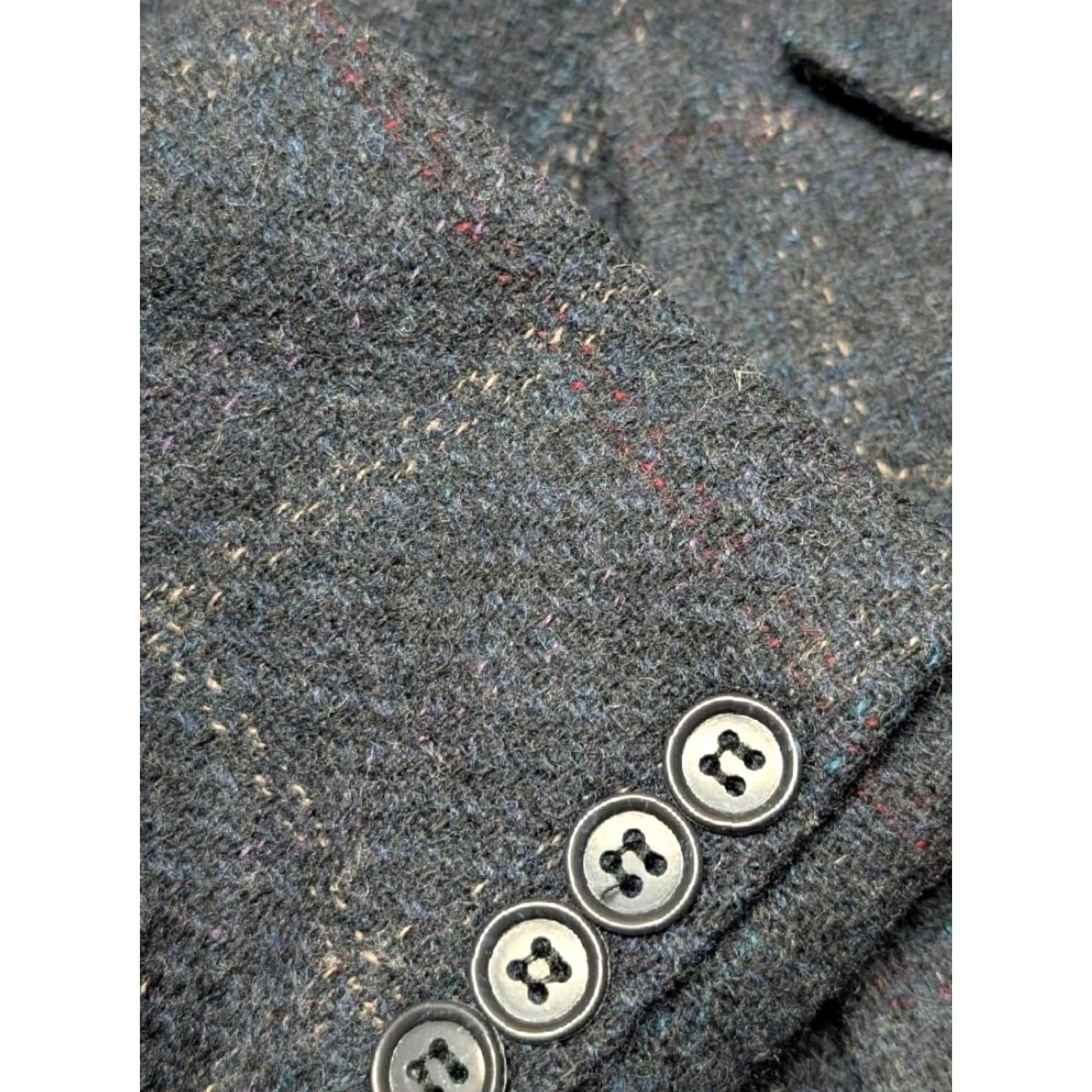 Vintage VINTAGE USA Made TWEED double breasted Blazer WOOL donegal STRIPED plaid BLUE 42R - JA INTERNATIONAL Blazer Mens 42R Wool Tweed Plaid 90s? Size 42R - 5 Thumbnail