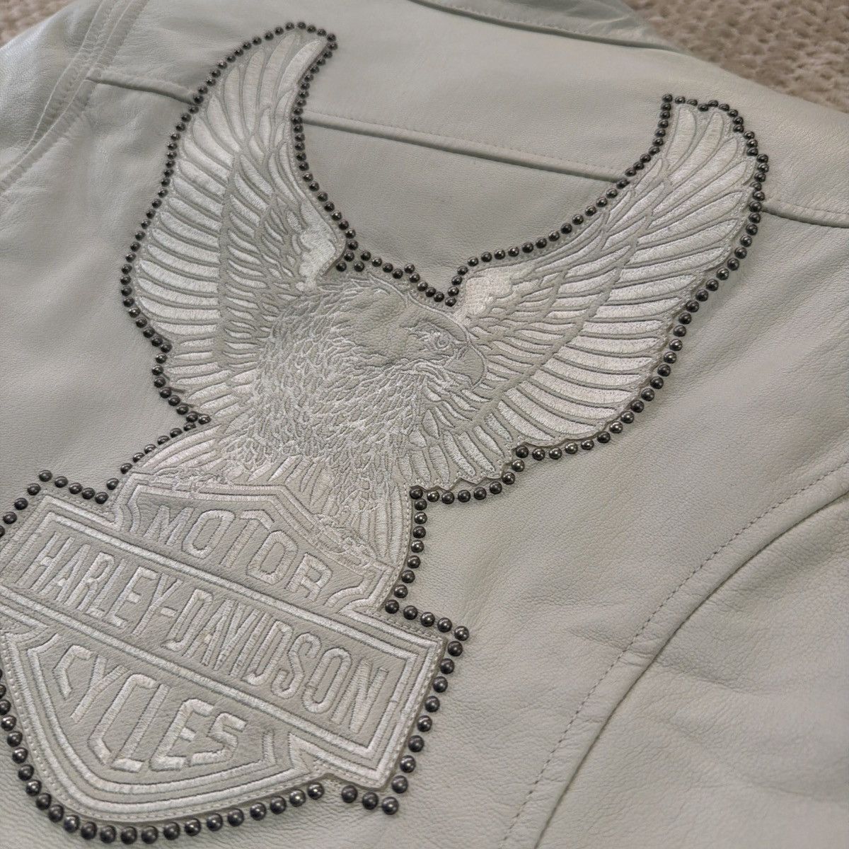Harley Davidson Harley Davidson Ivory Motorcycle Eagle Leather Jacket Size S / US 4 / IT 40 - 7 Thumbnail